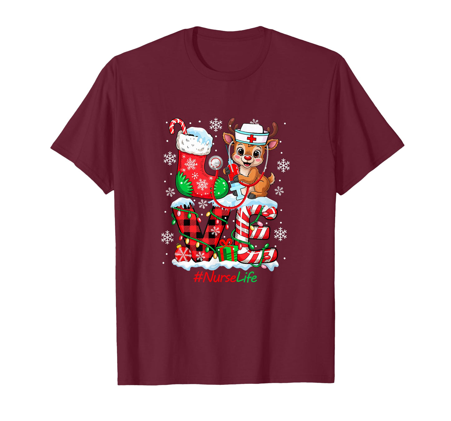 Love Nurse Tools Christmas Santa Reindeer Matching Job Team T-Shirt