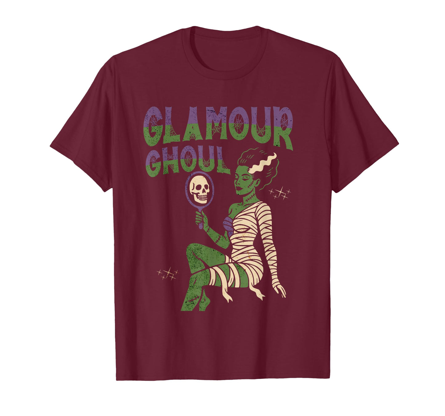 Glamour Ghoul Womens Halloween Bride Frankenstein Vintage T-Shirt