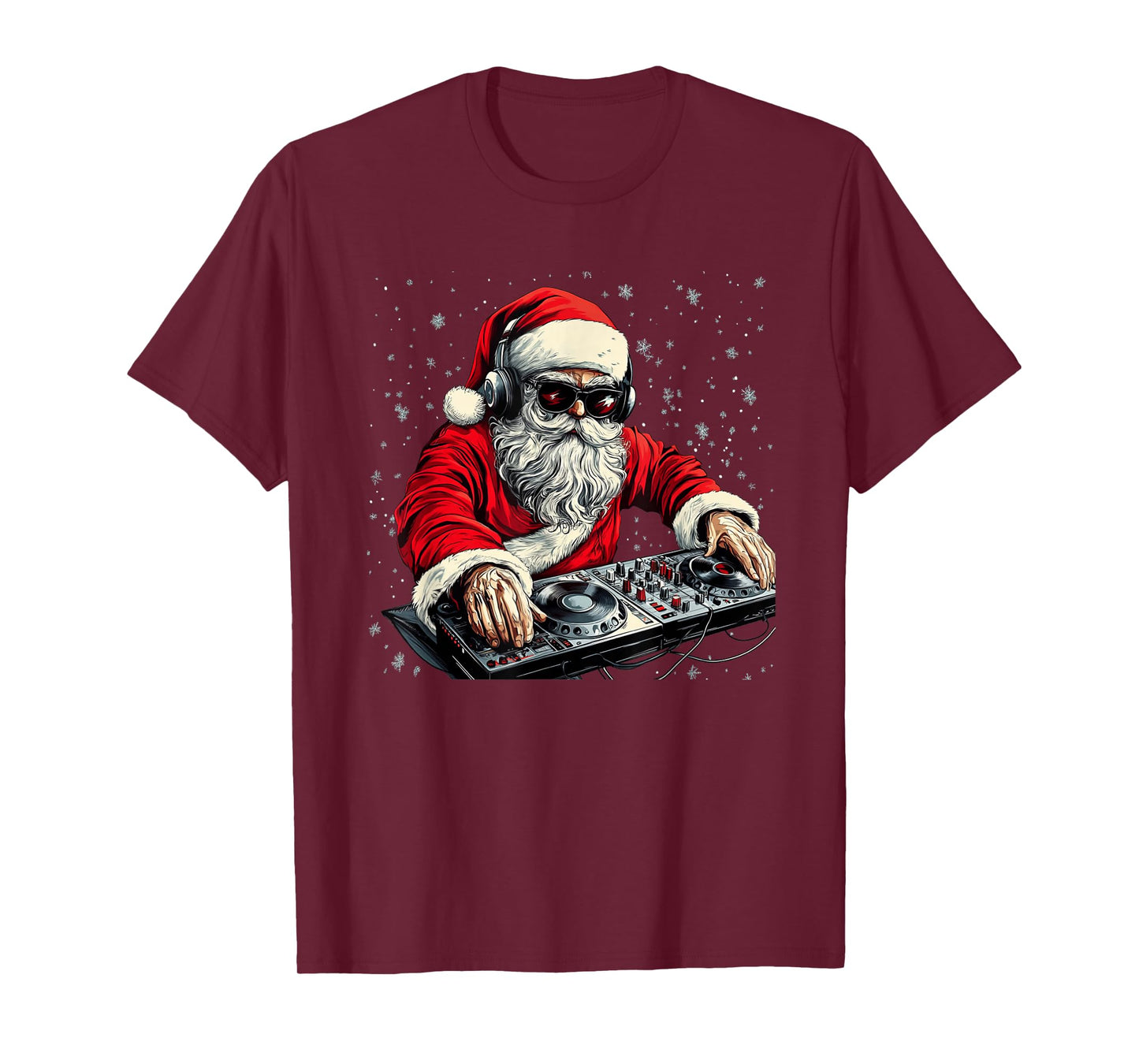 Funny Santa Claus Mixing Holiday Tunes for Christmas T-Shirt