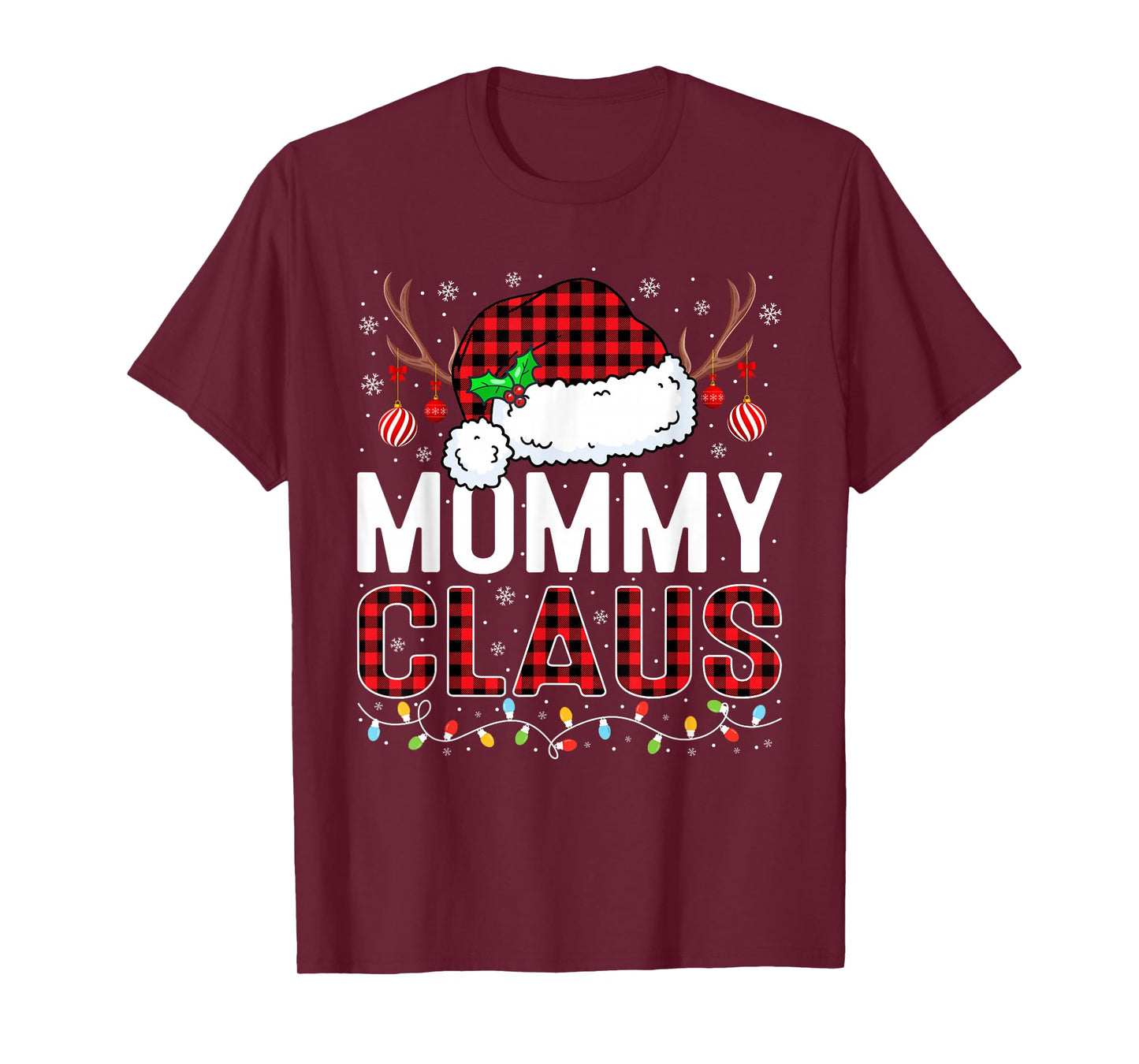 Christmas Lights Mommy Claus Family Matching Xmas Pajama T-Shirt