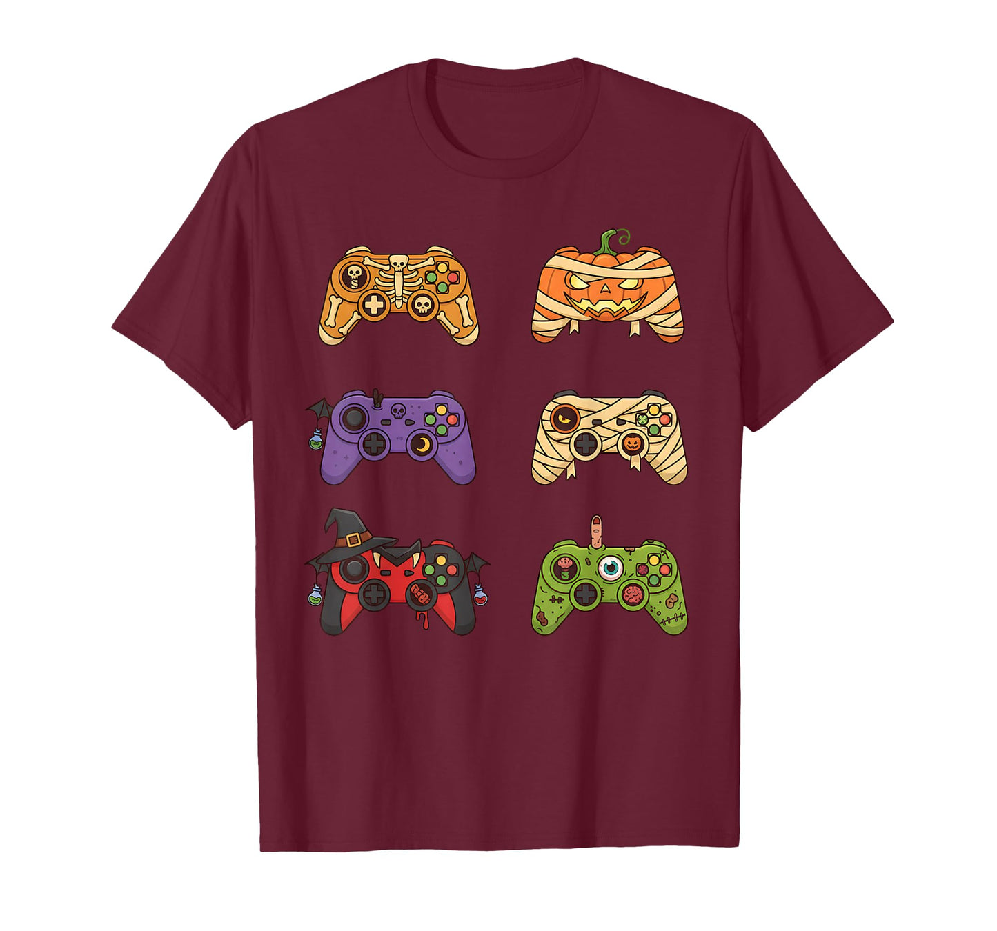 Halloween Skeleton Zombie Gaming Controllers Mummy Boys Kids T-Shirt