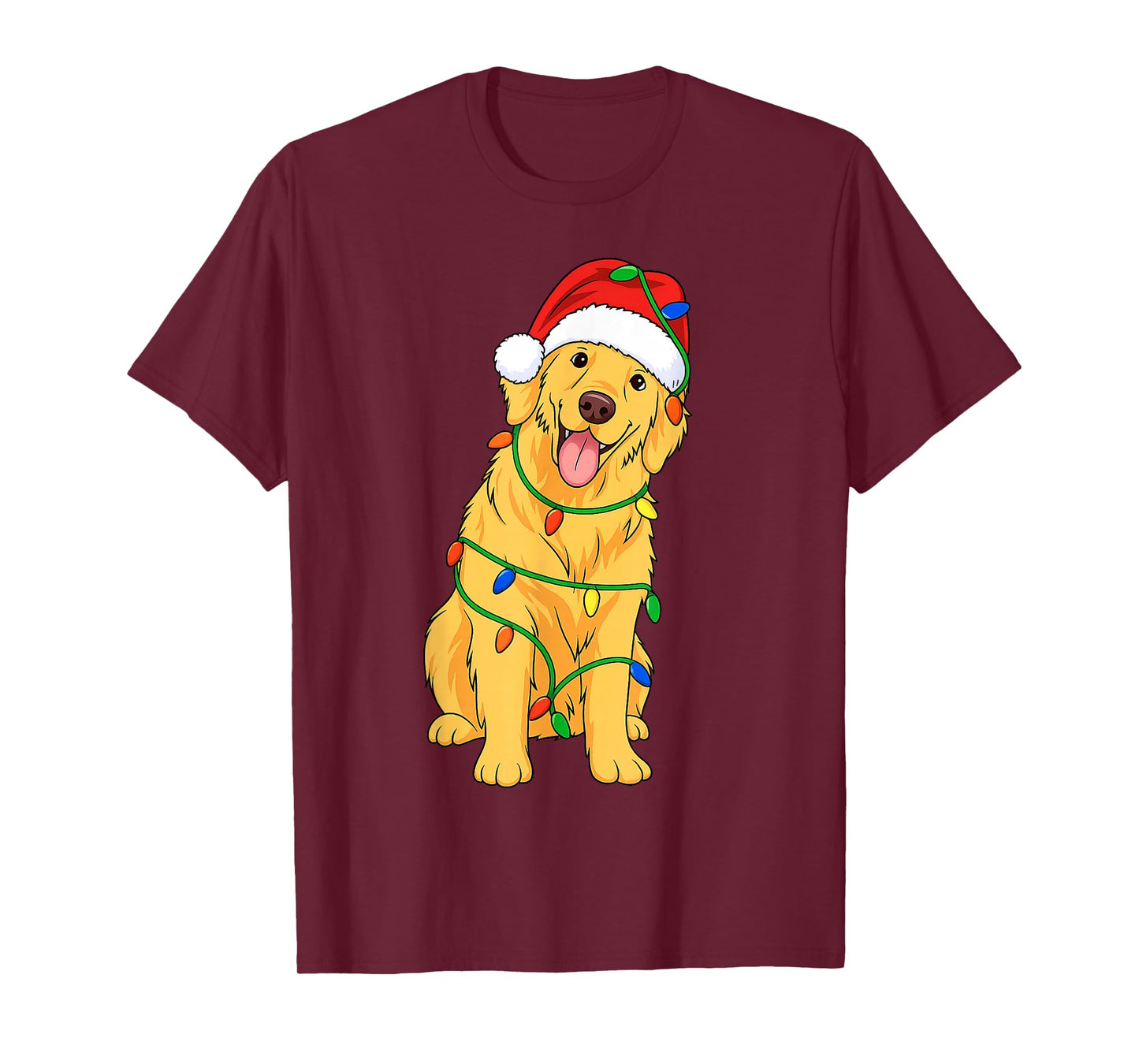 Golden Retriever Christmas Tree Lights Holiday Dog Lover T-Shirt