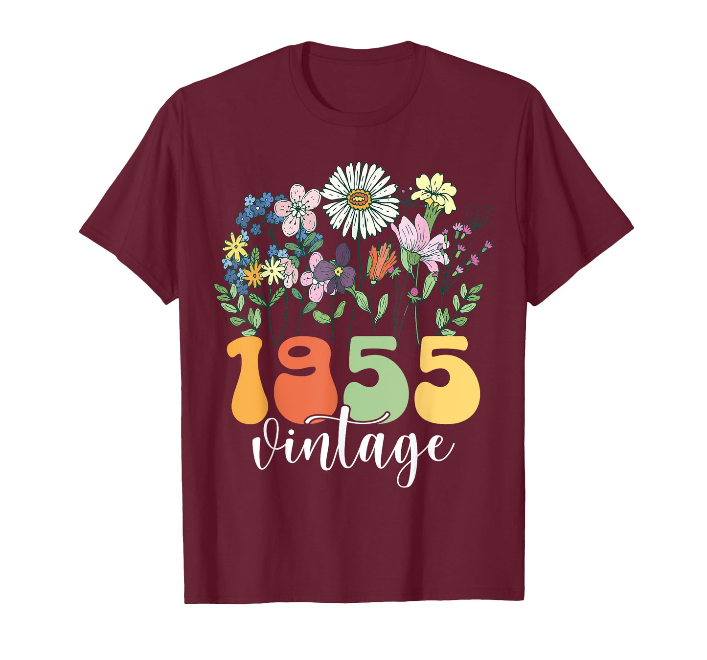 Vintage 1955 Wildflowers 70 Years Old Floral 70th Birthday T-Shirt