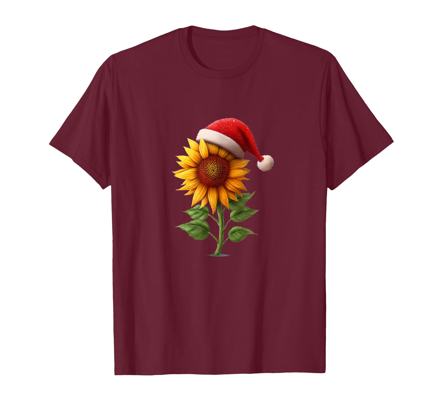 Awesome Sunflower Plant with Santa Hat for Festive Flowers T-Shirt