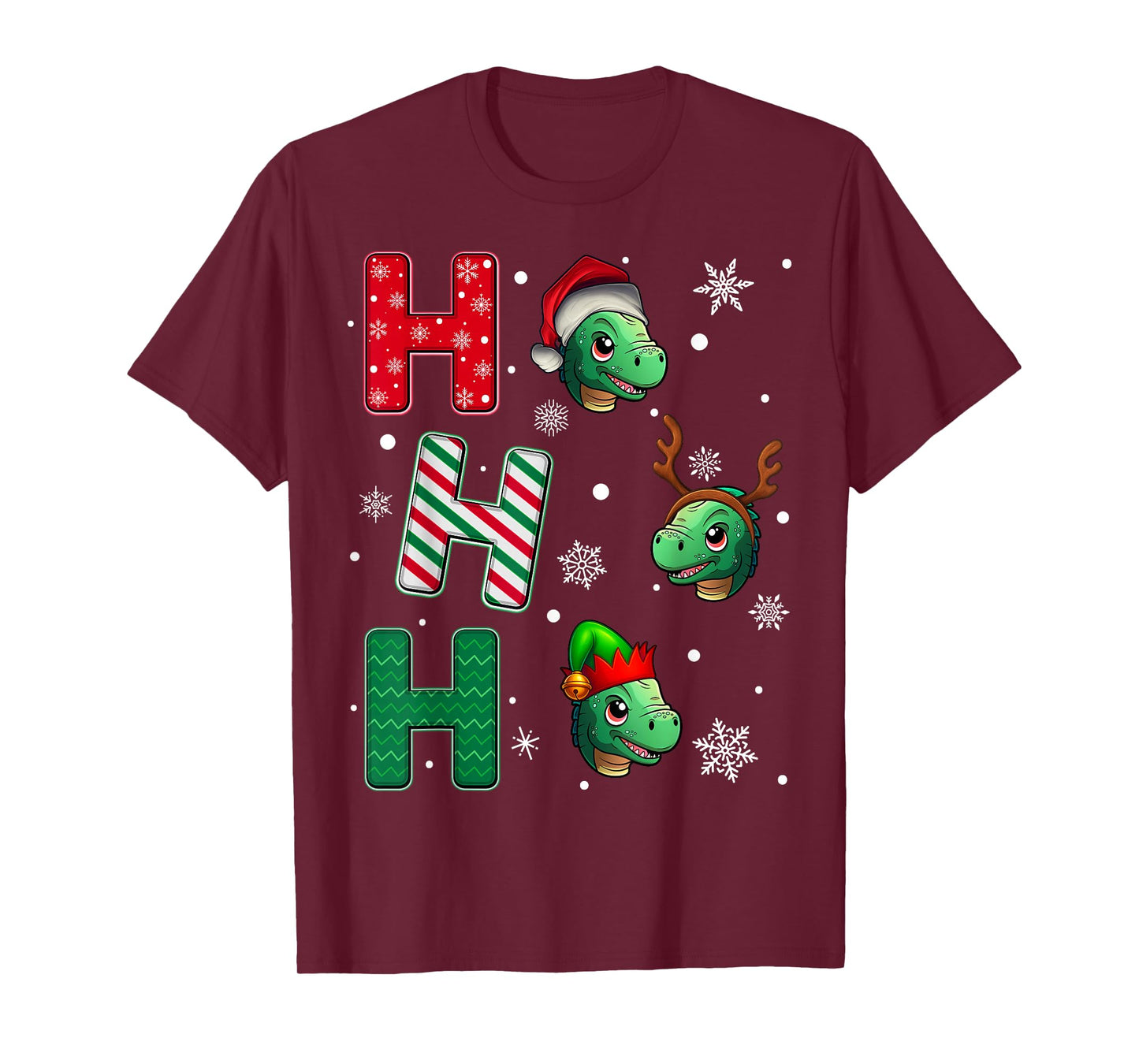 Ho Ho Ho Dinosaur Animal Christmas Santa Elf Xmas T-Shirt
