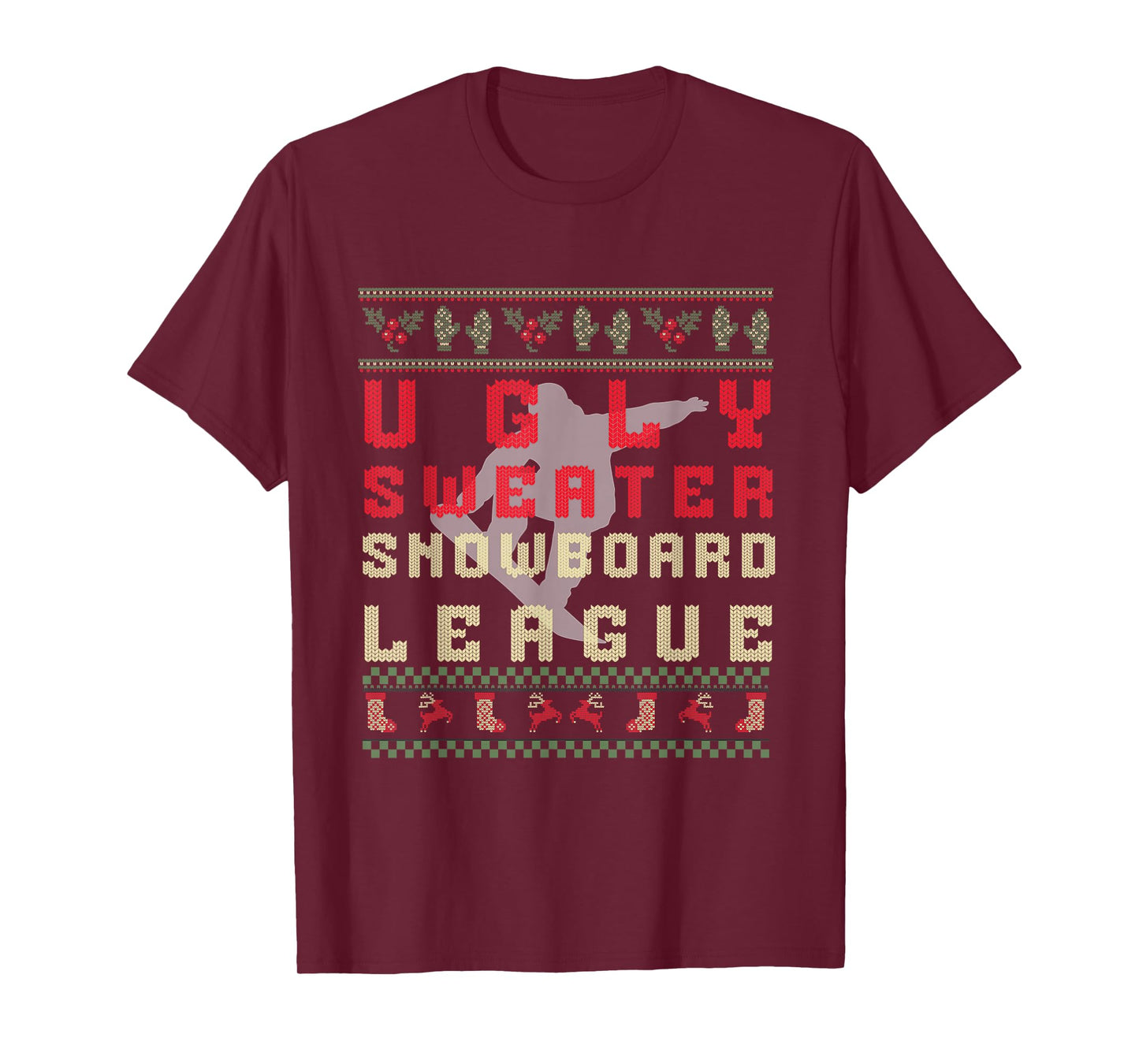 Ugly Christmas Snowboard T-Shirt – Funny Ugly Sweater Shirt T-Shirt