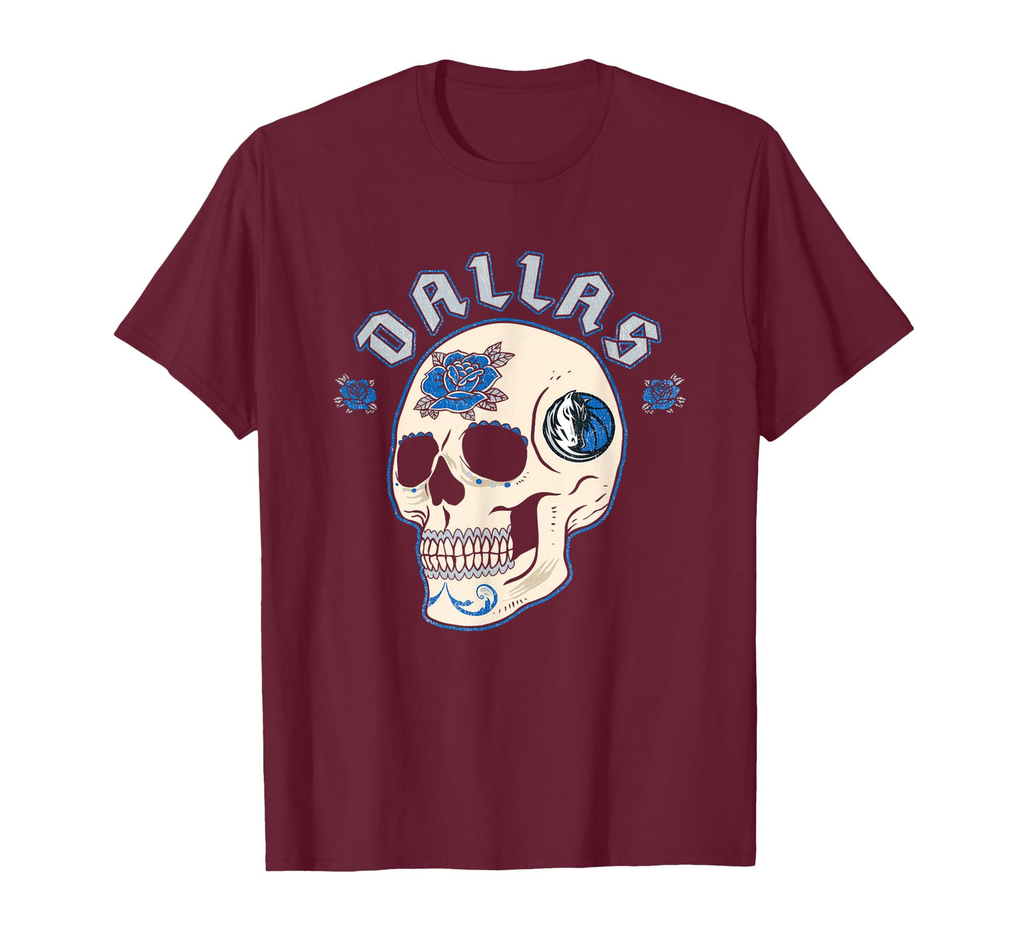NBA Dallas Mavericks Halloween Floral Skull T-Shirt