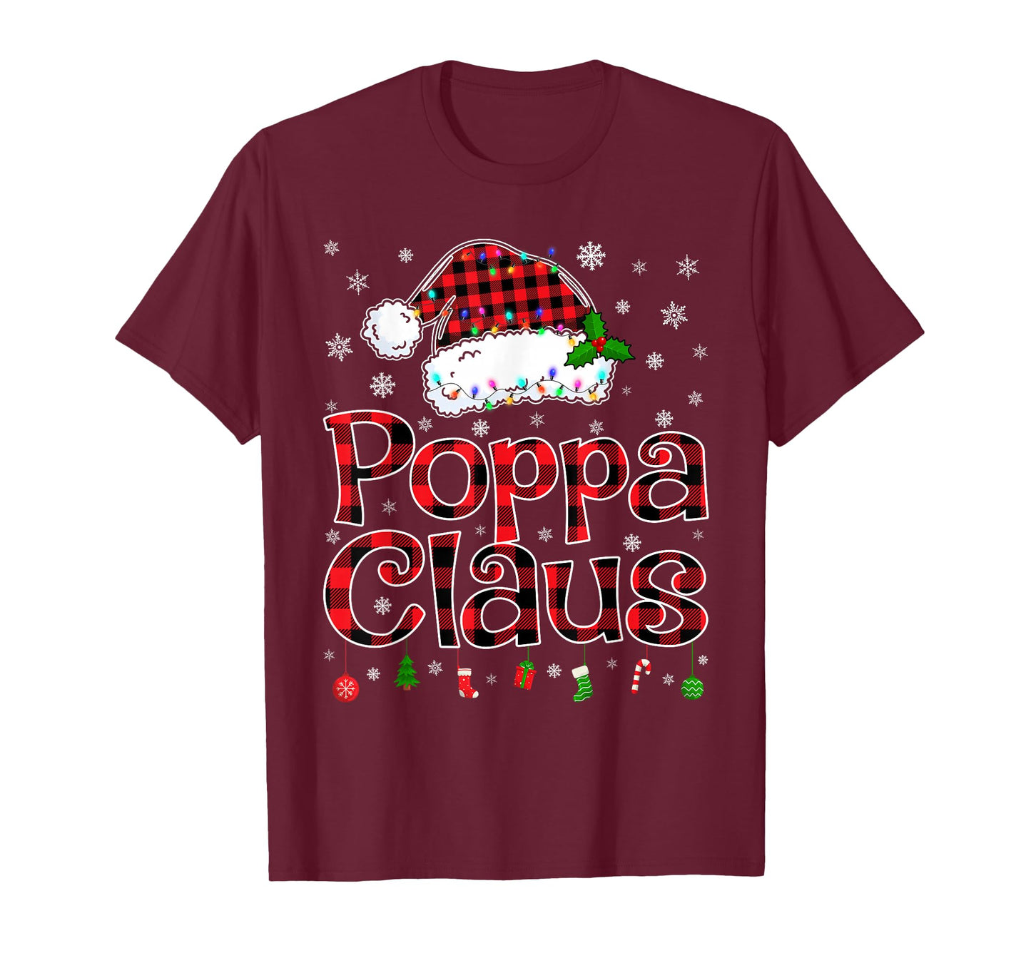 Poppa Claus Christmas Lights Xmas Pajama Matching Family T-Shirt