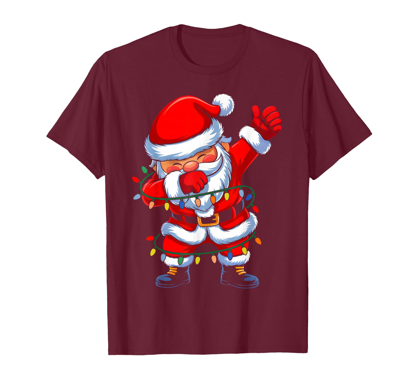 Dabbing Santa Christmas Lights Boys Men Kids Funny Xmas Dab T-Shirt