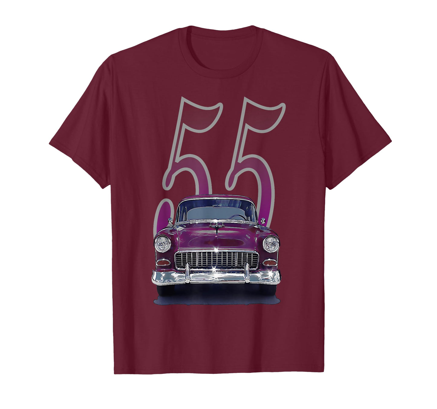 1955 55 chevys bel air classic vintage muscle car front view T-Shirt