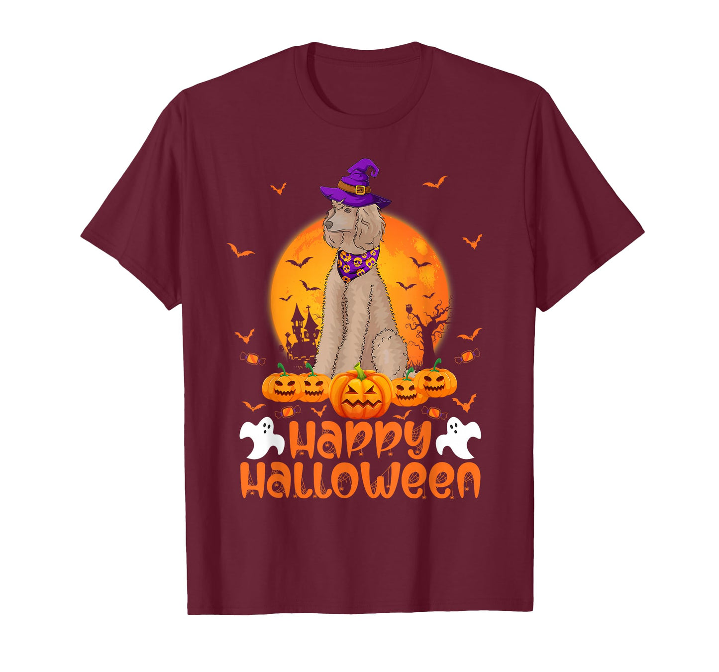 Funny Halloween Toy Poodle Dog Witch Pumpkin Vintage Costume T-Shirt