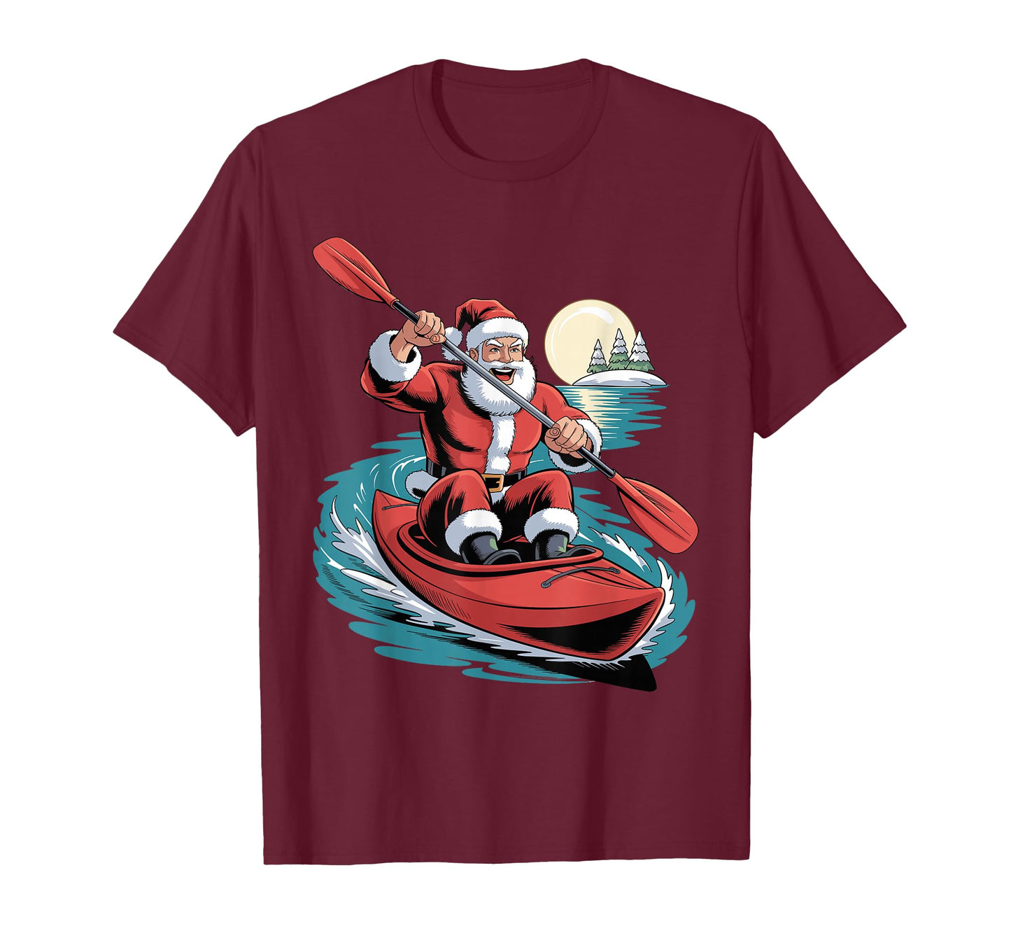 Santa Kayaking Lover Funny Holiday Christmas Xmas Pajama T-Shirt