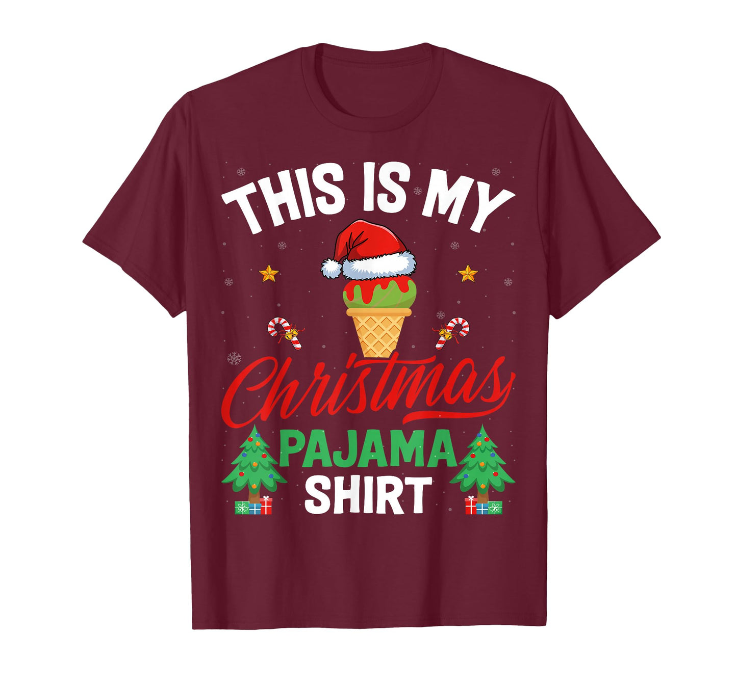 This is My Christmas Pajama Shirt Ice Cream Lover Xmas T-Shirt
