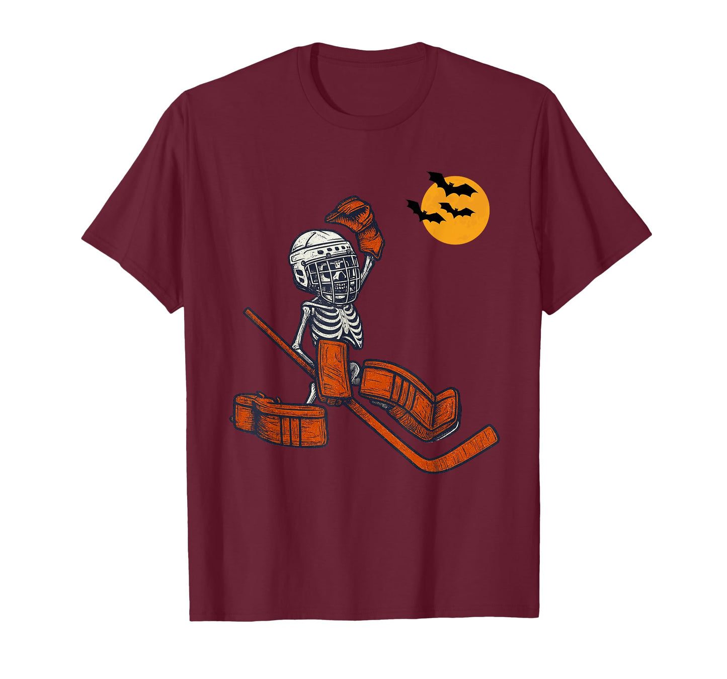 Vintage Halloween Skeleton Ice Hockey Funny Spooky Costume T-Shirt