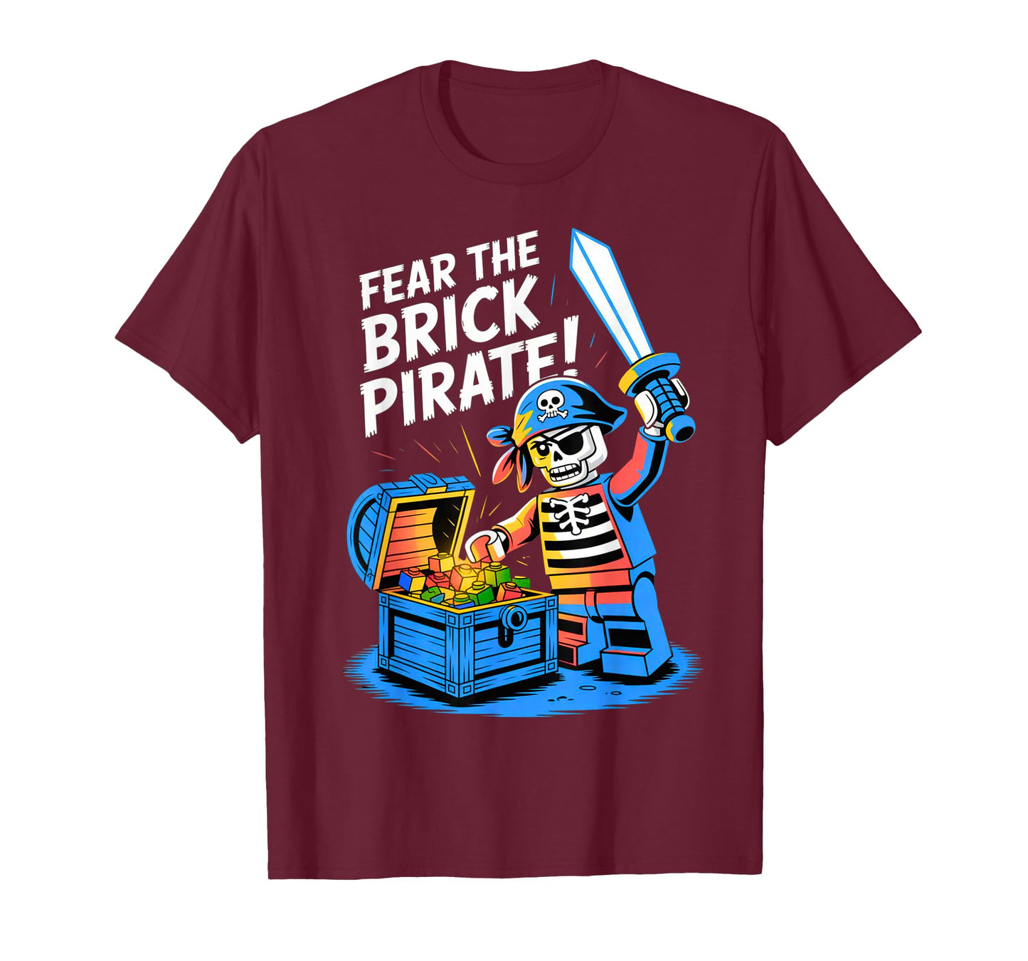 Halloween Bricks Pirate Skeleton Builder Blocks Building Toy T-Shirt