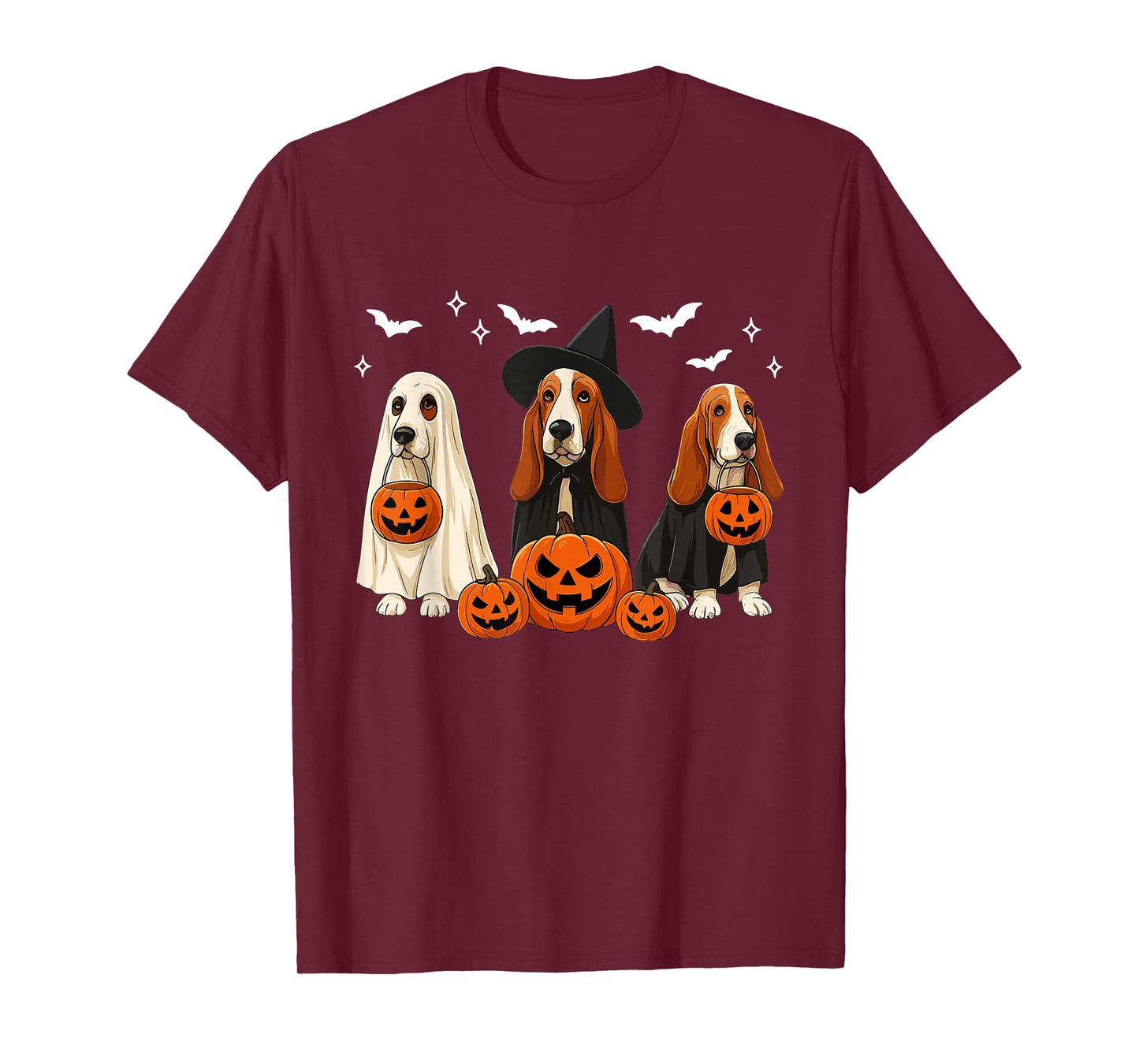 Witch Basset Hound Halloween Basset Hound Ghost Dog Mom T-Shirt