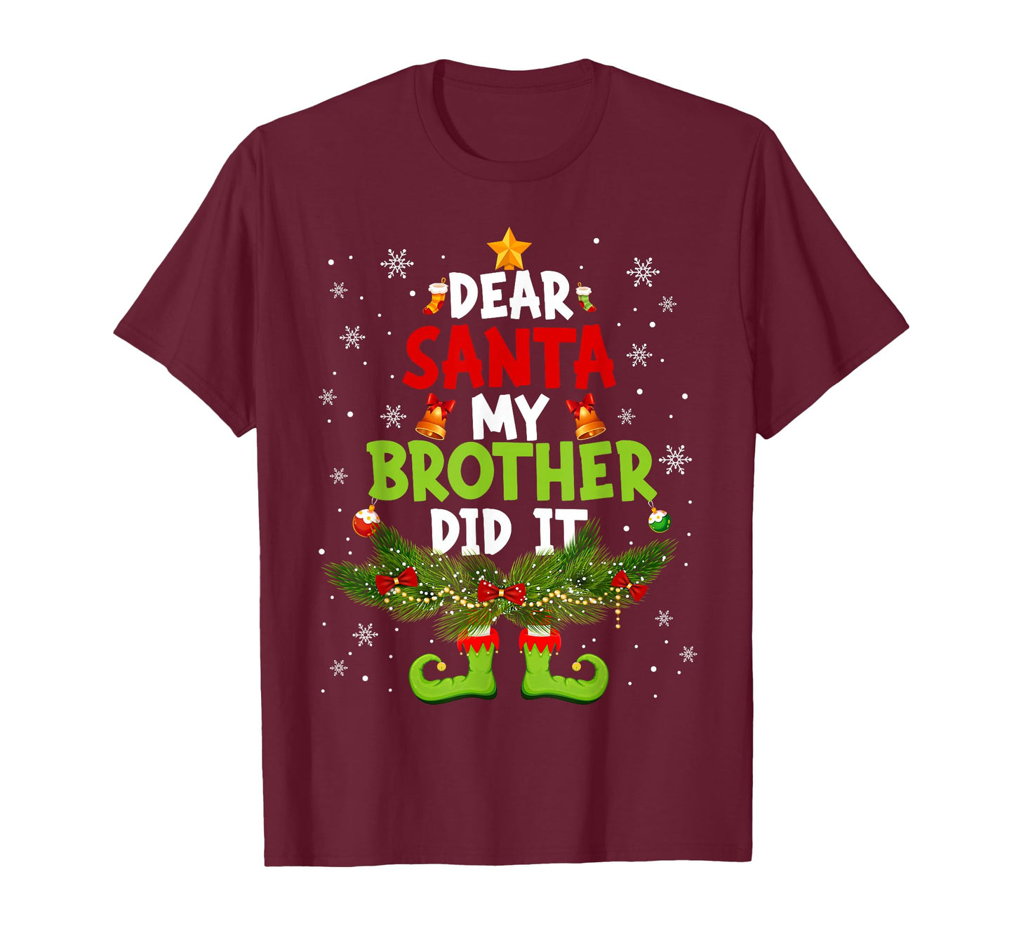 Dear Santa My Brother Did It Pajamas Christmas Xmas Men Wome T-Shirt