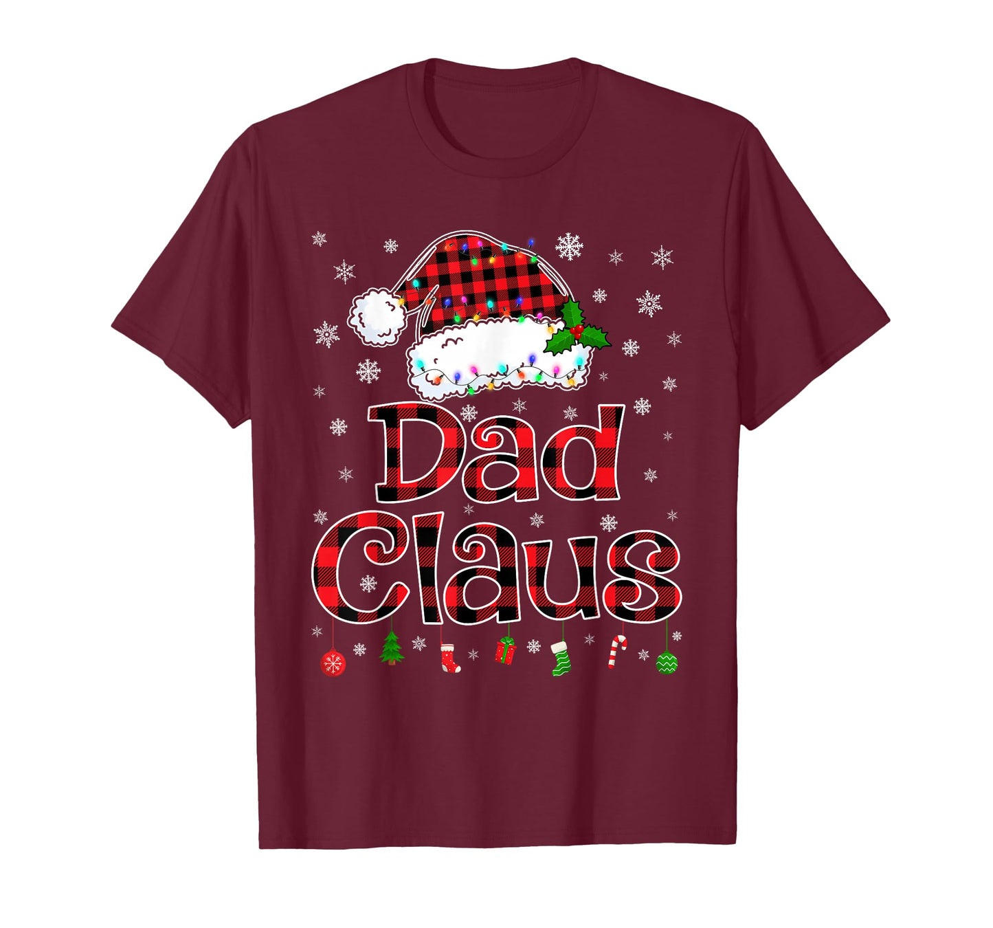 Dad Claus Christmas Lights Xmas Pajama Matching Family T-Shirt