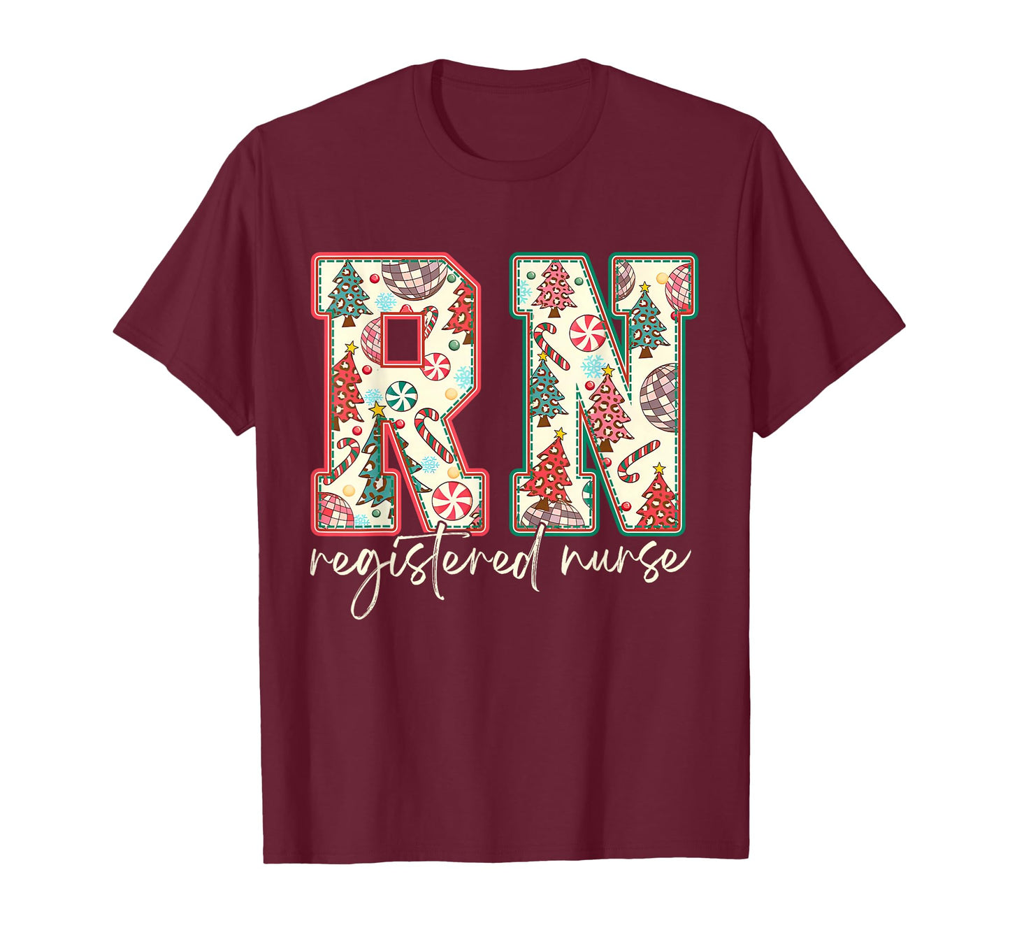 Vintage Christmas Tree Print Registered Nurse Nursing School T-Shirt