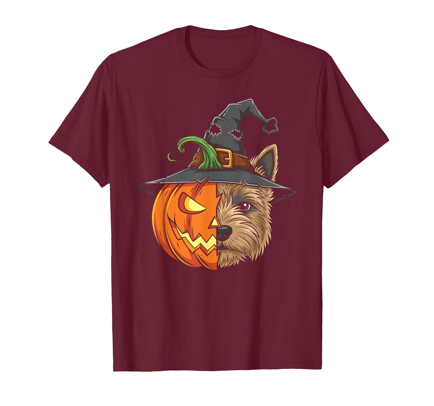 Cairn Terrier Pumpkin Jack O Lantern Halloween Mens Womens T-Shirt