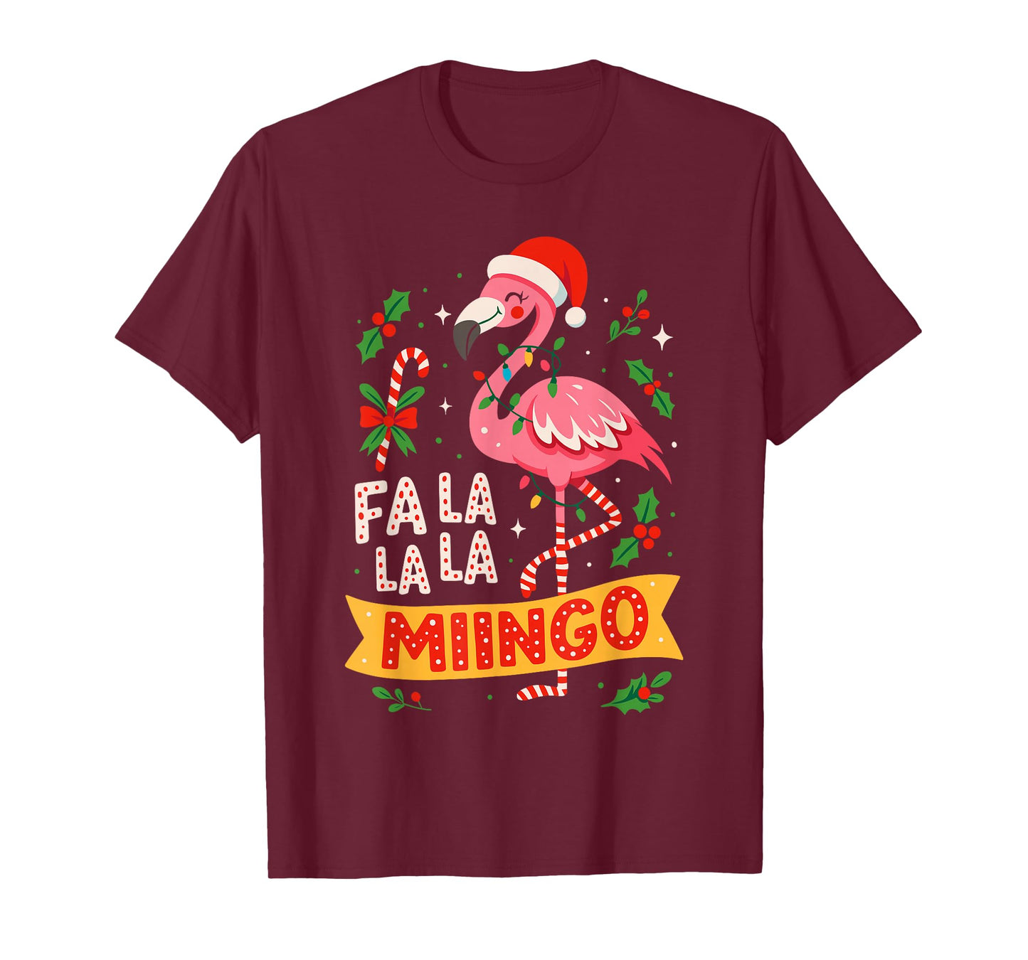 Flamingo Christmas Shirt for Women, Funny FA La La Mingo T-Shirt