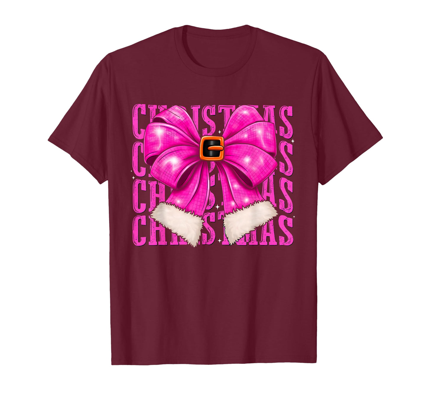 Pink Coquette Christmas Bow Tree Santa Aesthetic T-Shirt