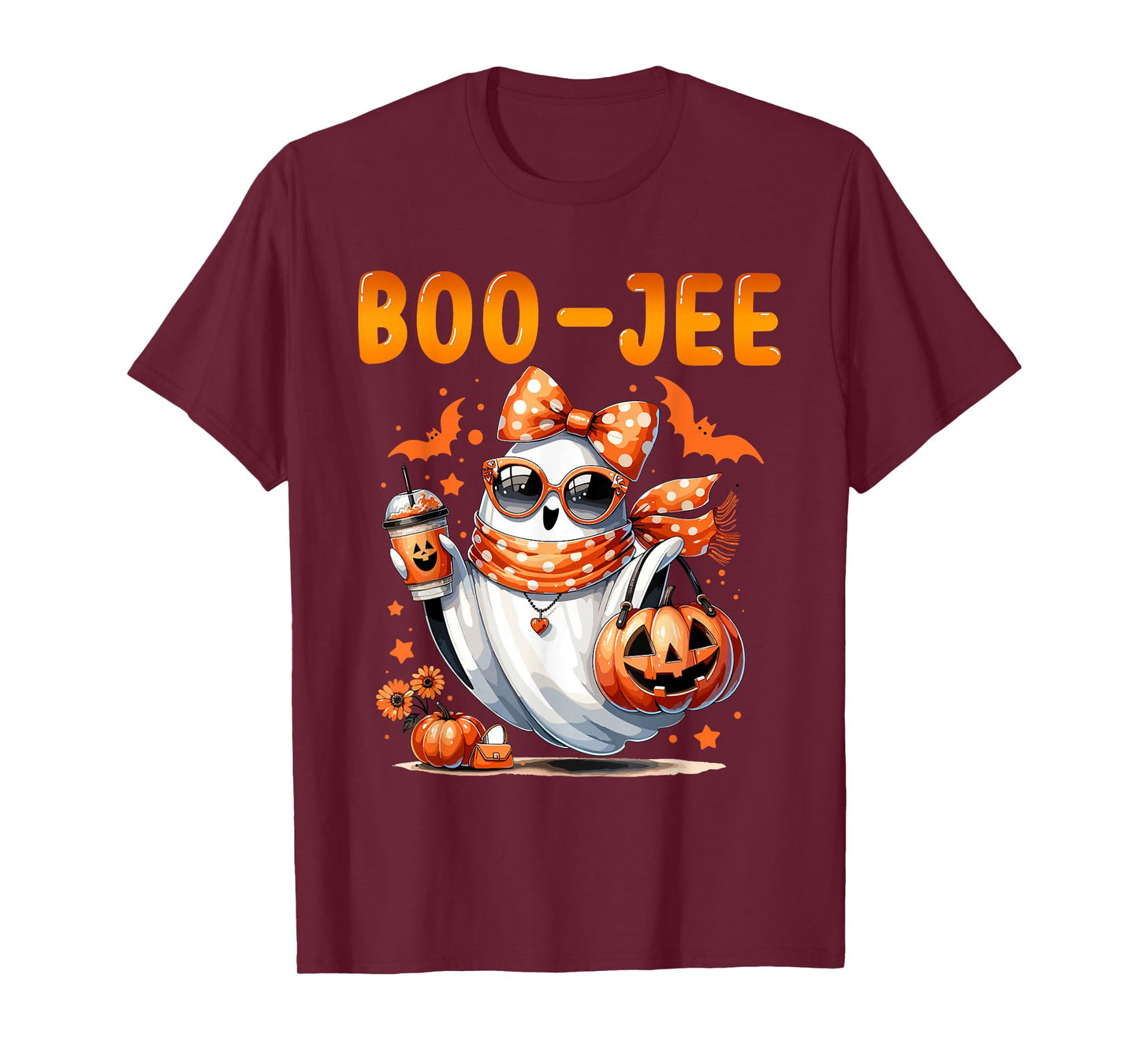 Coquette Leopard Ghost Coffee Boo-JEE Halloween Boujee Ghost T-Shirt