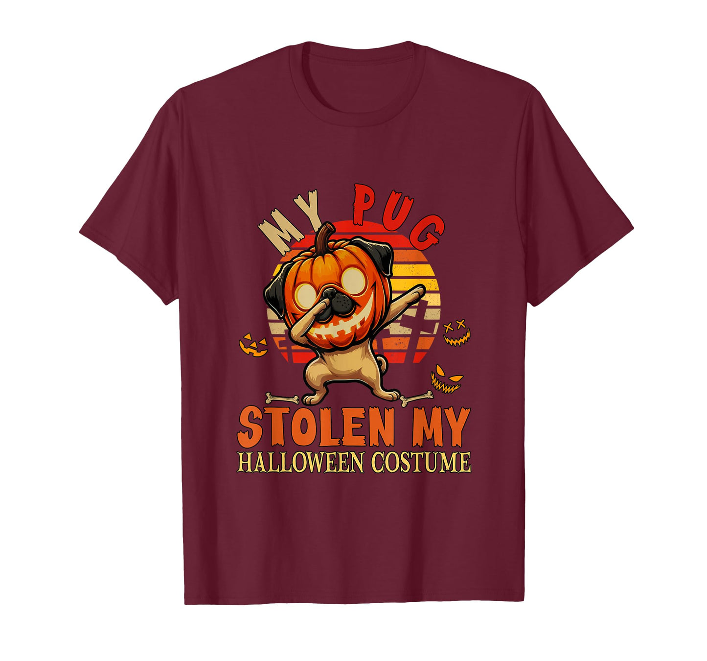 Pug Stolen My Halloween Costume Dog Carved Pumpkin T-Shirt