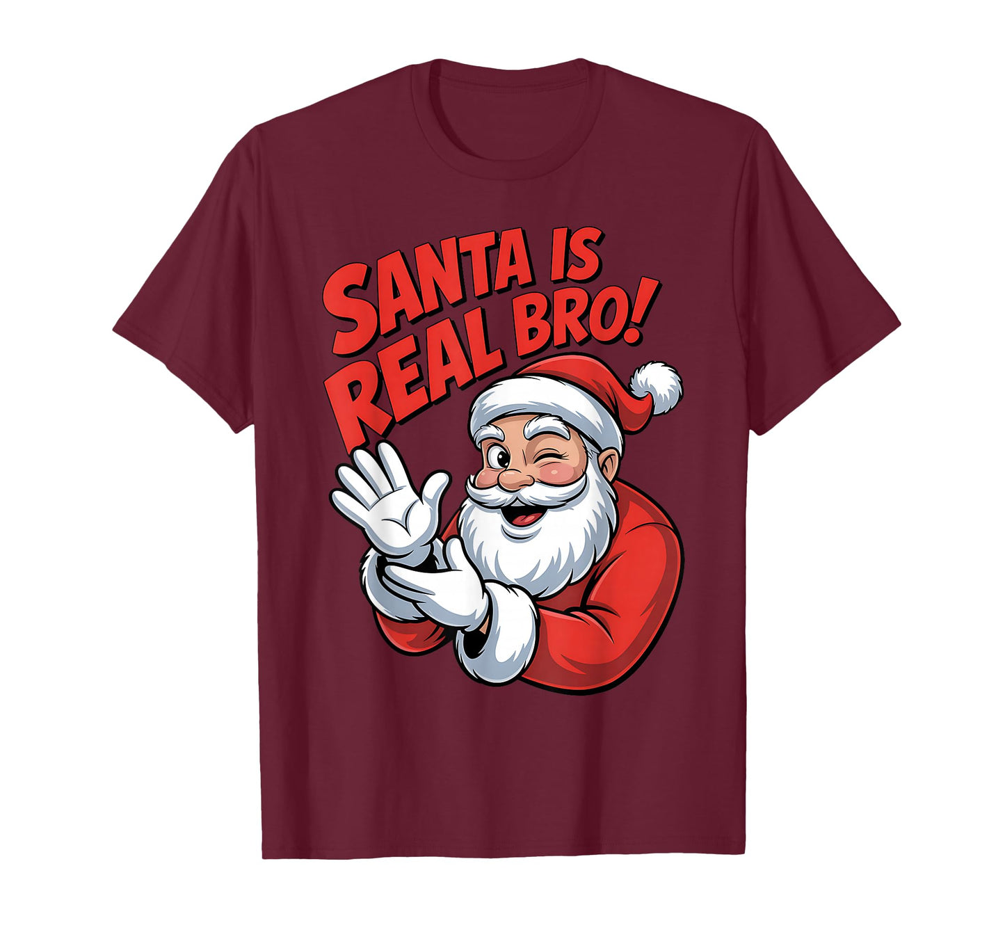 Santa is Real Bro Cartoon Christmas Funny Outfit T-Shirt