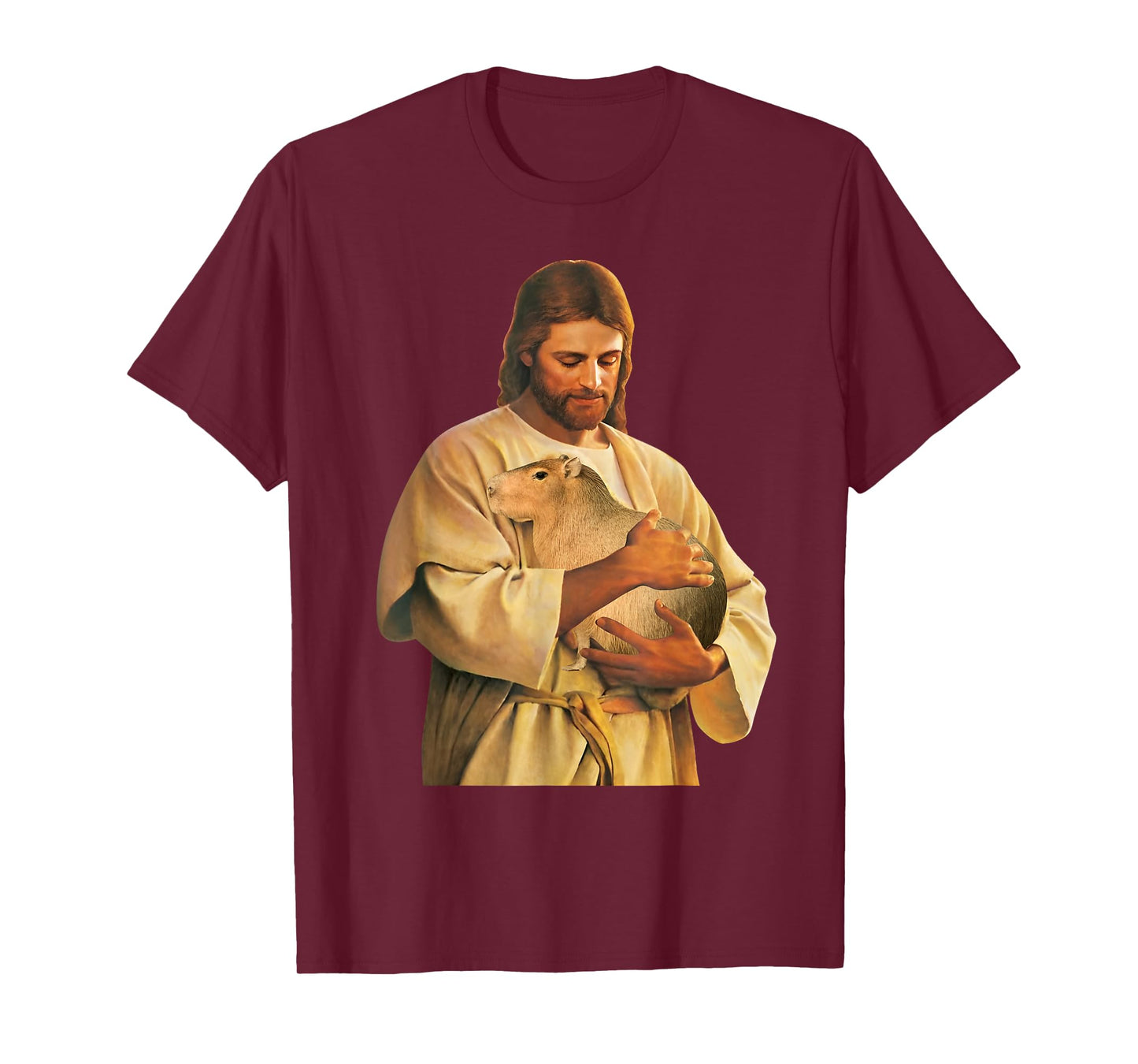 Funny Meme Capybara Lover Cute Jesus Holding Capybara Joke T-Shirt