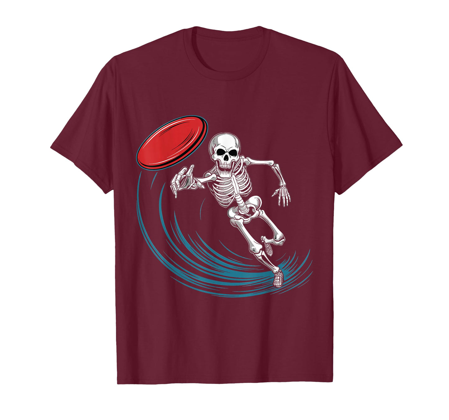 Disc Golfing Skeleton Halloween Men Boys Disc Golf Halloween T-Shirt
