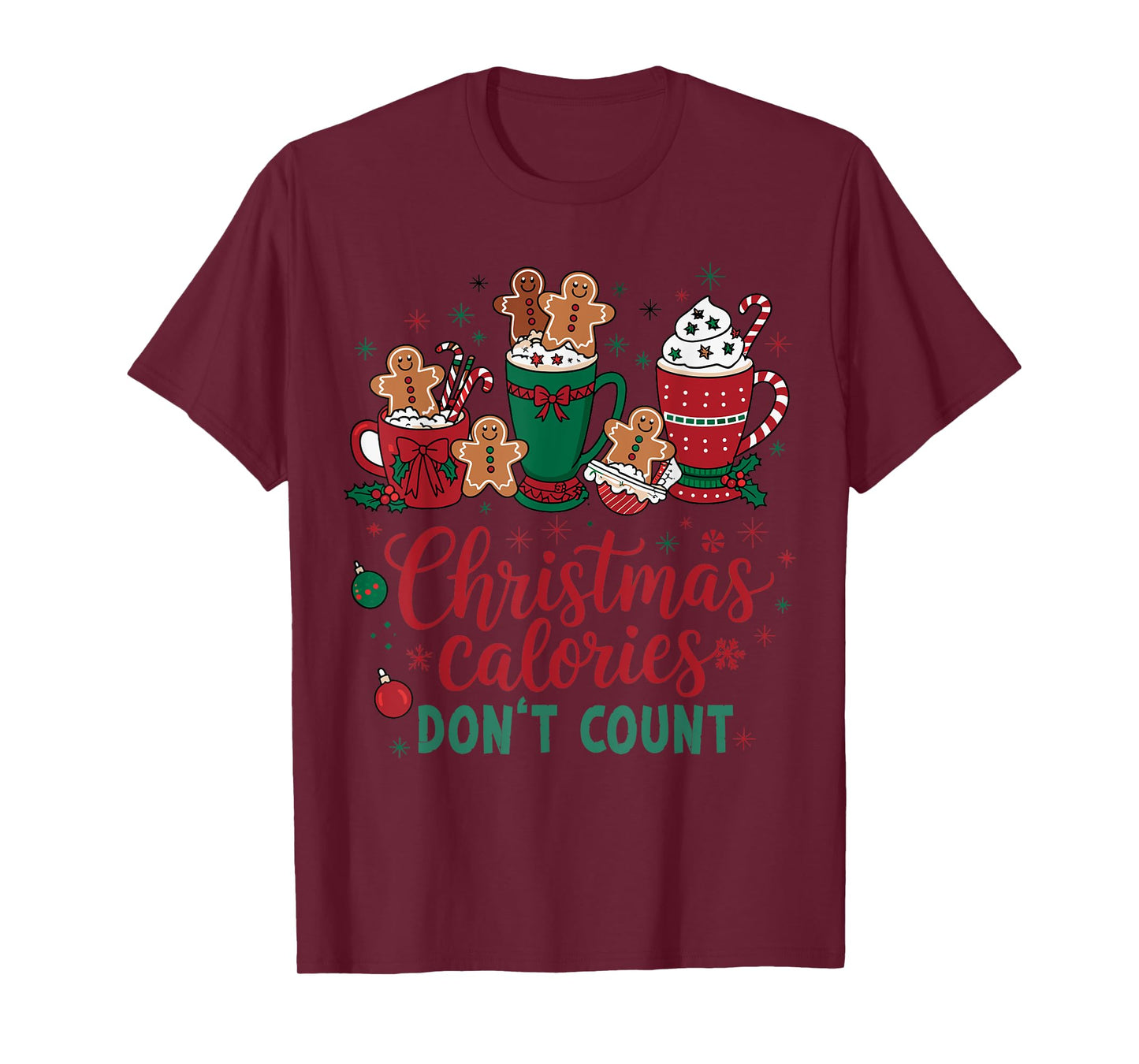 Christmas Calories Don't Count Funny Food Lovers Retro T-Shirt
