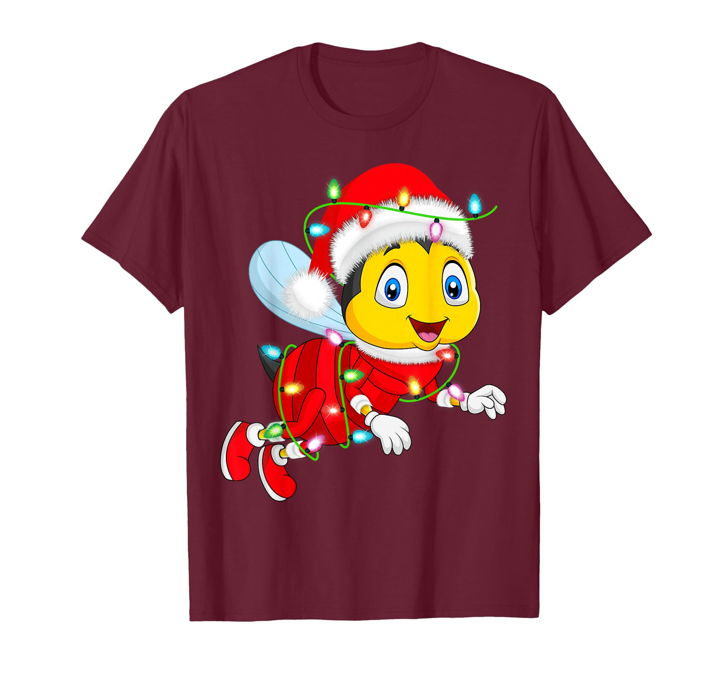 Honey Bees Christmas Lights Santa Costume Cute Animal Xmas T-Shirt