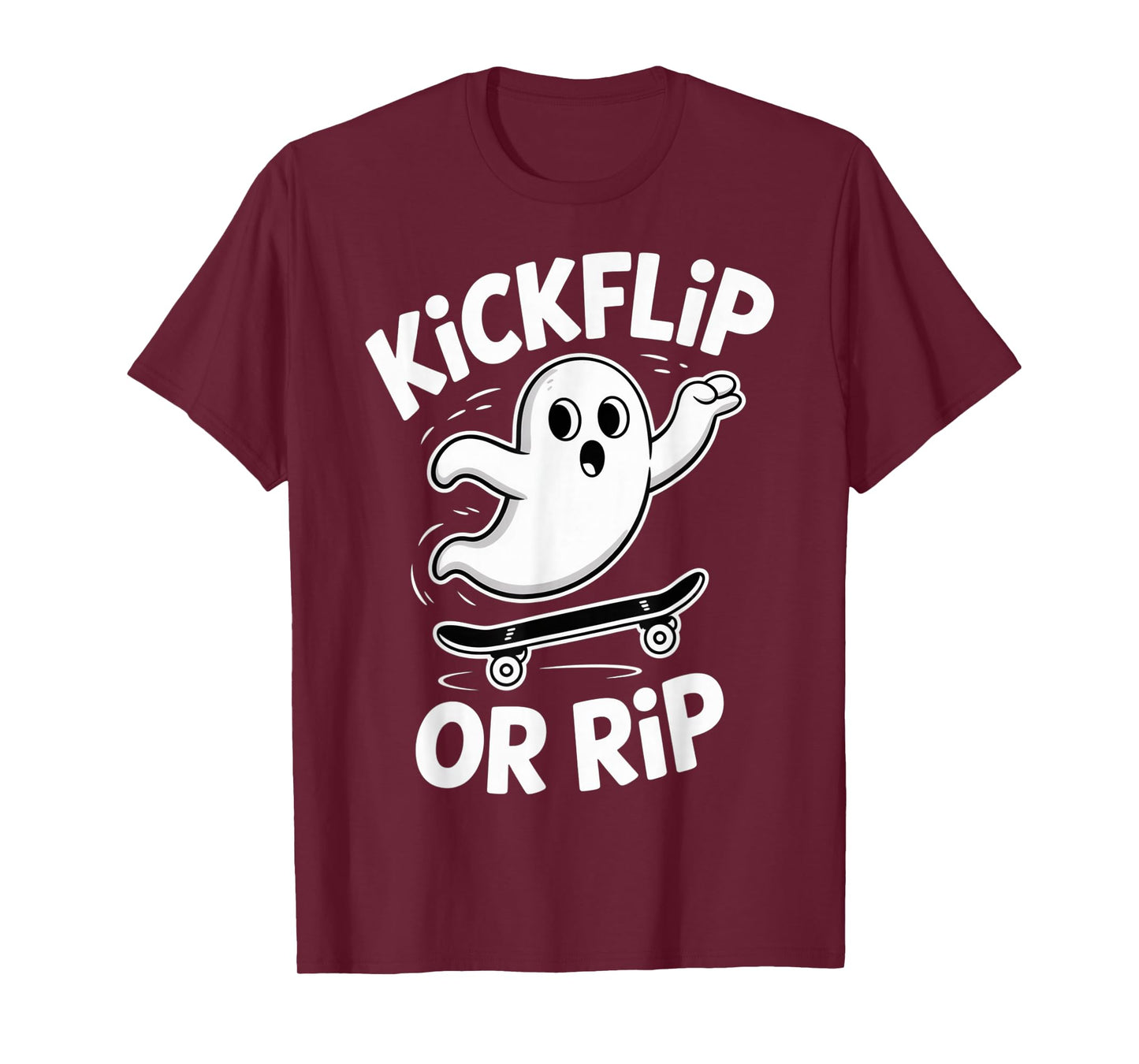 Funny Ghost On Skateboard Retro Halloween Costume Kids Boys T-Shirt