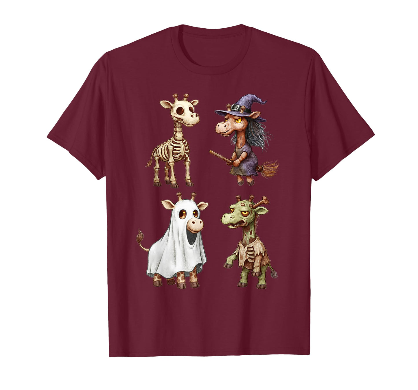Giraffe Boo Zombie Witch Halloween Costume Women T-Shirt