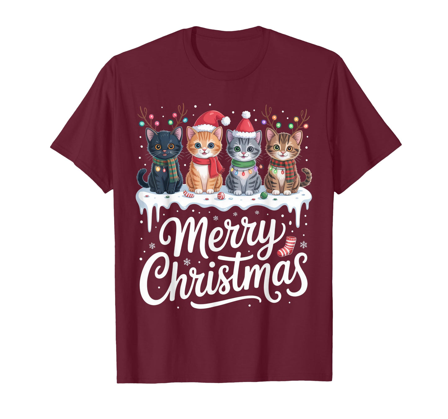 Merry Christmas Cats for Cat Lovers in Holiday Spirit T-Shirt