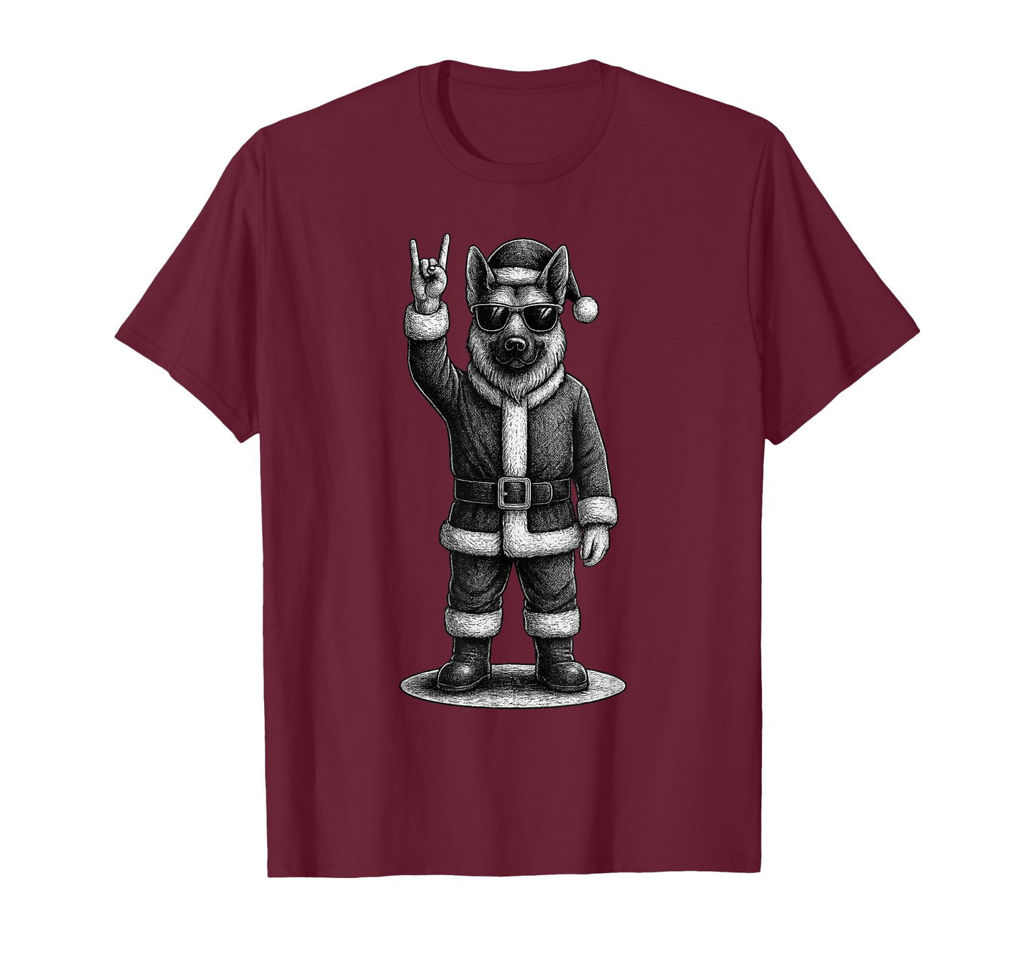 German Shepherd Rock Music Christmas Dog Lover T-Shirt