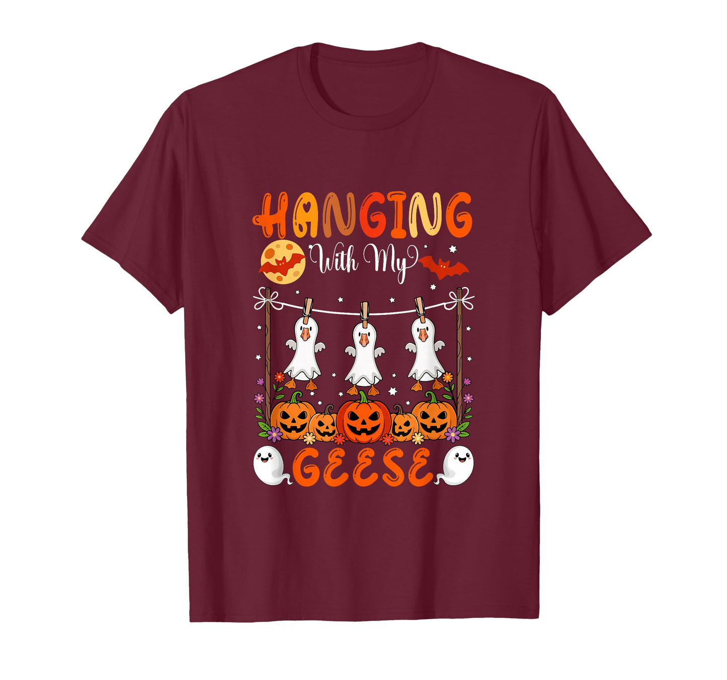 Hanging with My Geese As Boo Carved Pumpkins Halloween T-Shirt