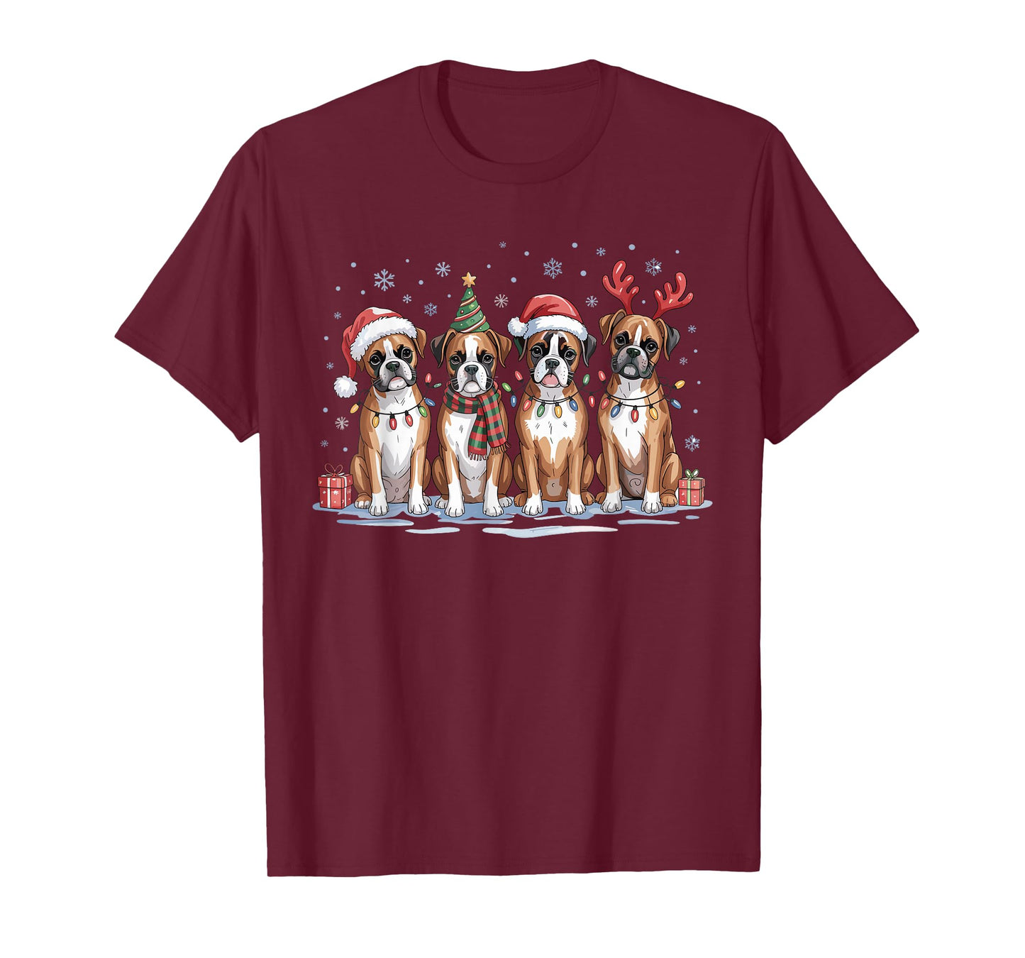 Cute Boxer Christmas Puppies Dog Lovers Funny Holiday Pajama T-Shirt