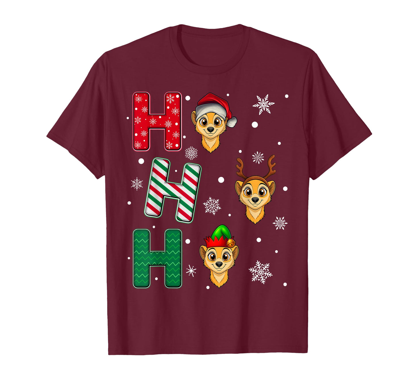 Ho Ho Ho Ferret Animal Matching Santa Elf Xmas T-Shirt