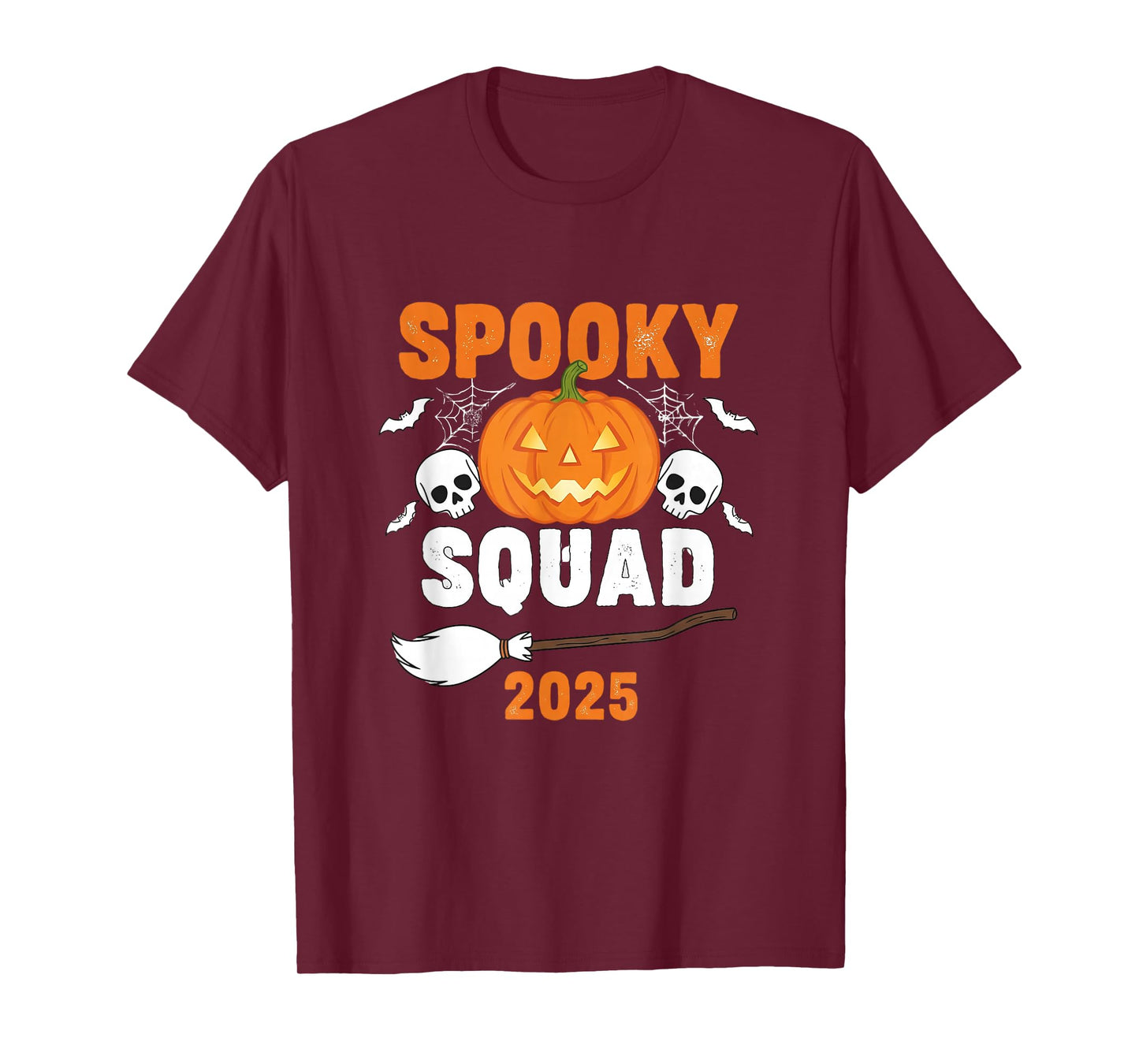 Spooky Squad 2025 Halloween Pumpkin Skull Party T-Shirt
