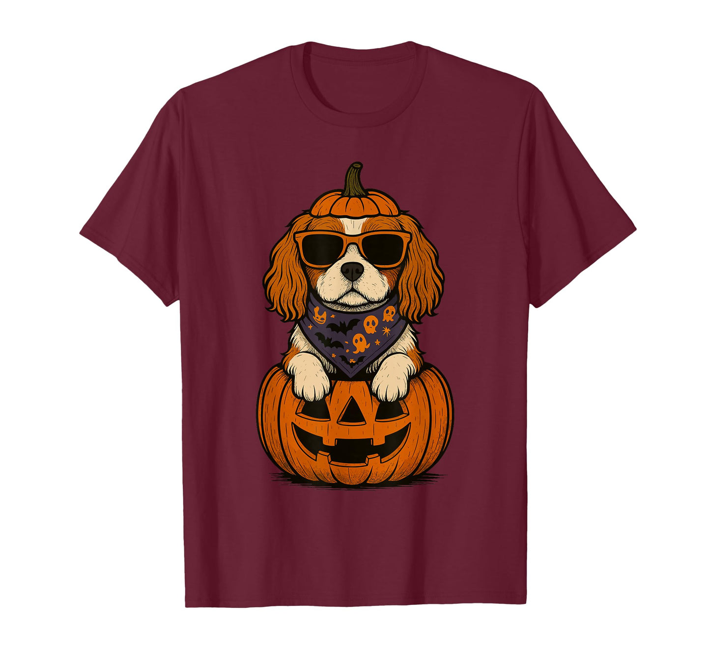 Spooky Cavalier King Charles Spaniel Pumpkin Halloween T-Shirt