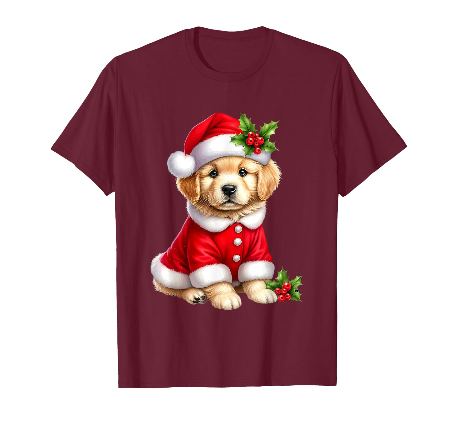 Christmas Golden Retriever Puppy Santa T-Shirt