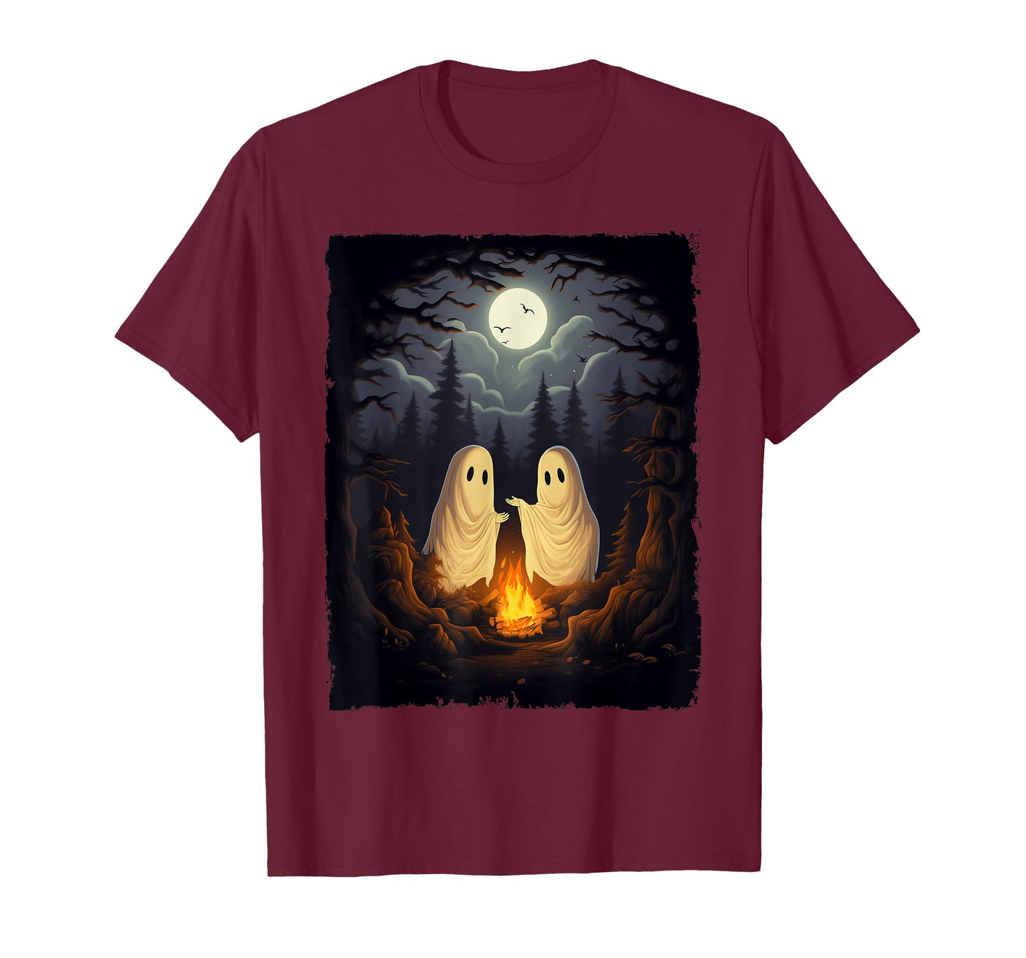 Vintage Ghost Camping Campfire Gothic Halloween Men Women T-Shirt