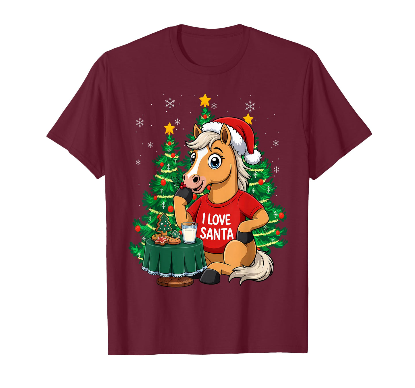 Haflinger Horse I Love Santa Christmas Horses T-Shirt