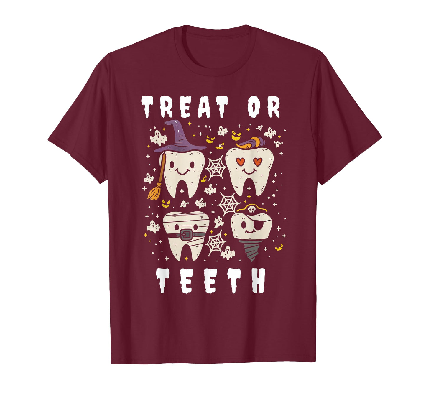 Trick Or Teeth Funny Dental Halloween Dentist Crew Costume T-Shirt