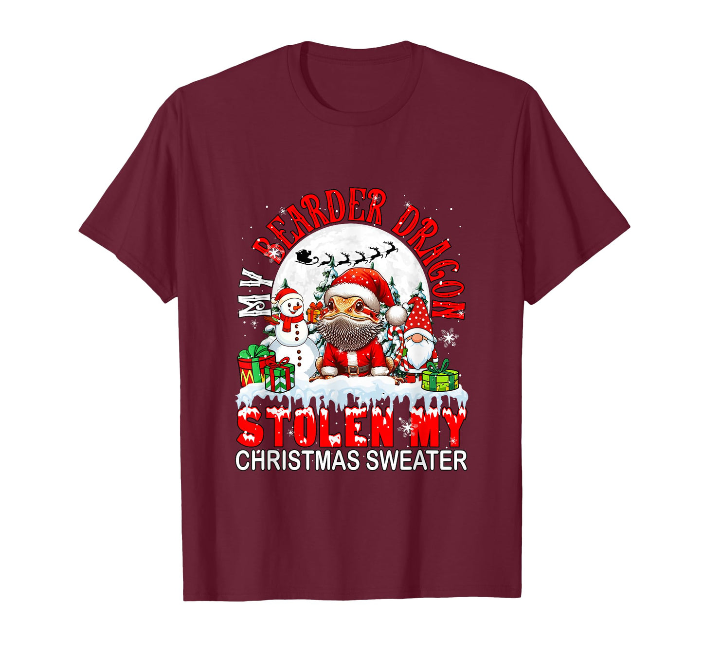 My Bearder Dragon Stolen My Christmas Sweater Santa Dog T-Shirt