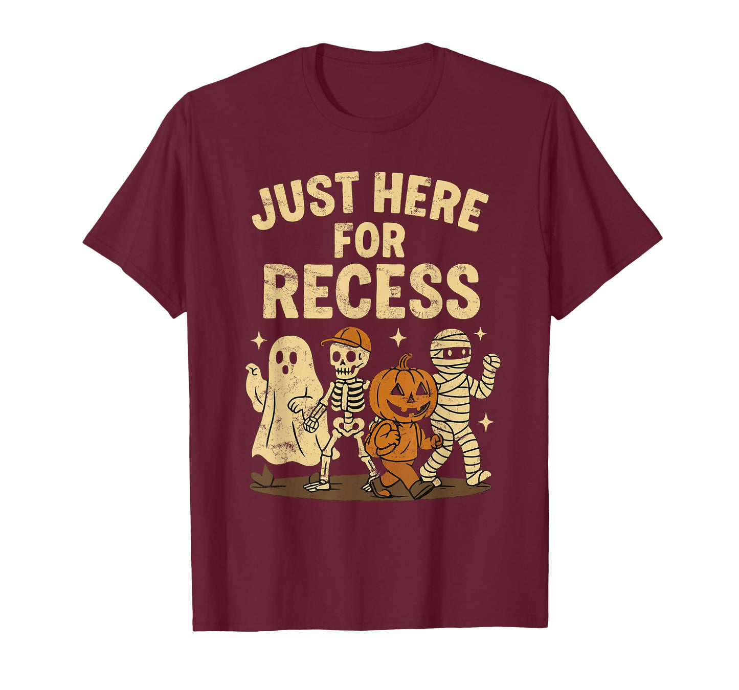 Halloween Just Here For Recess Ghost Skeleton School T-Shirt