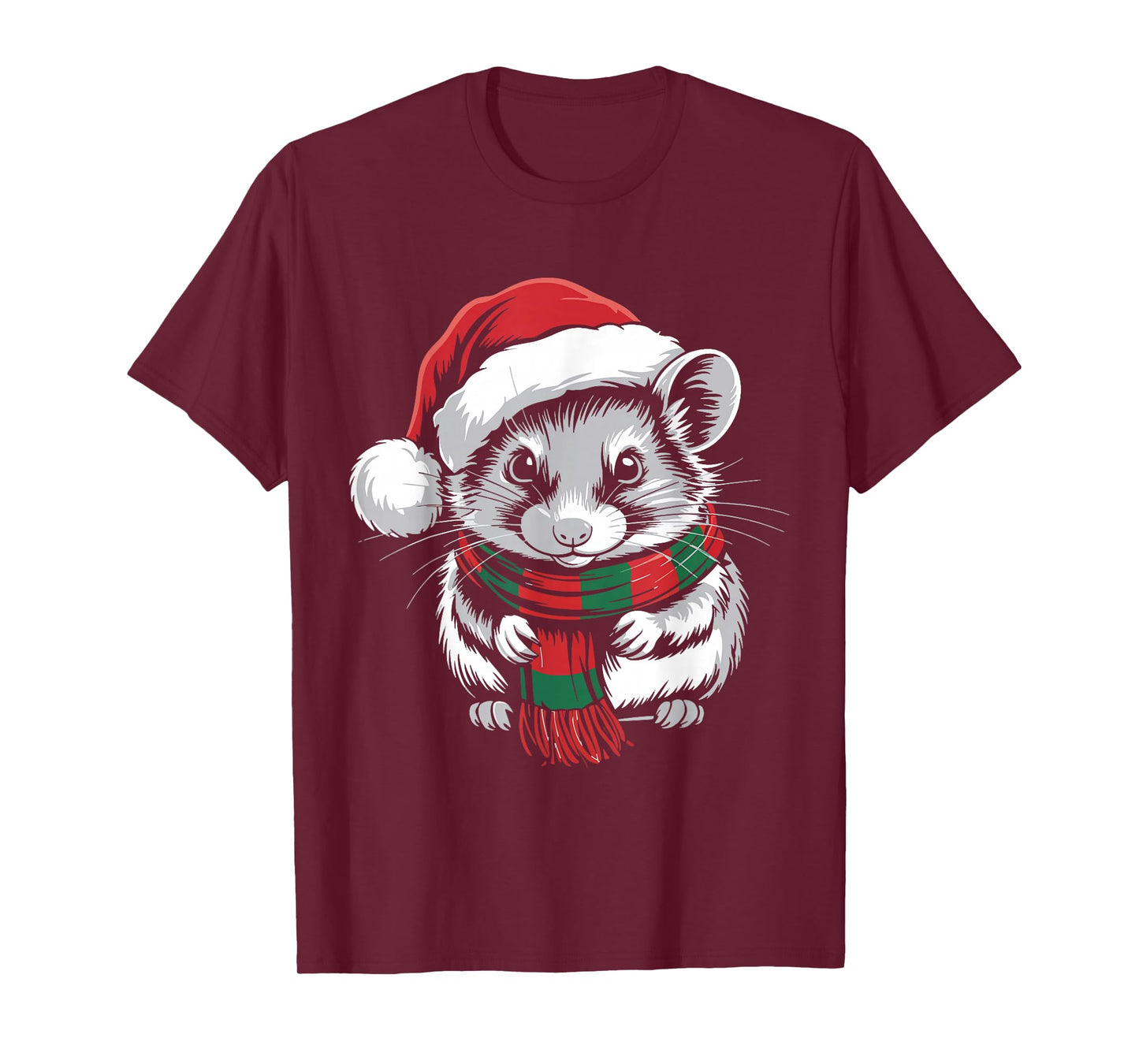 Dormouse Xmas Santa Hat Scarf Christmas Costume T-Shirt