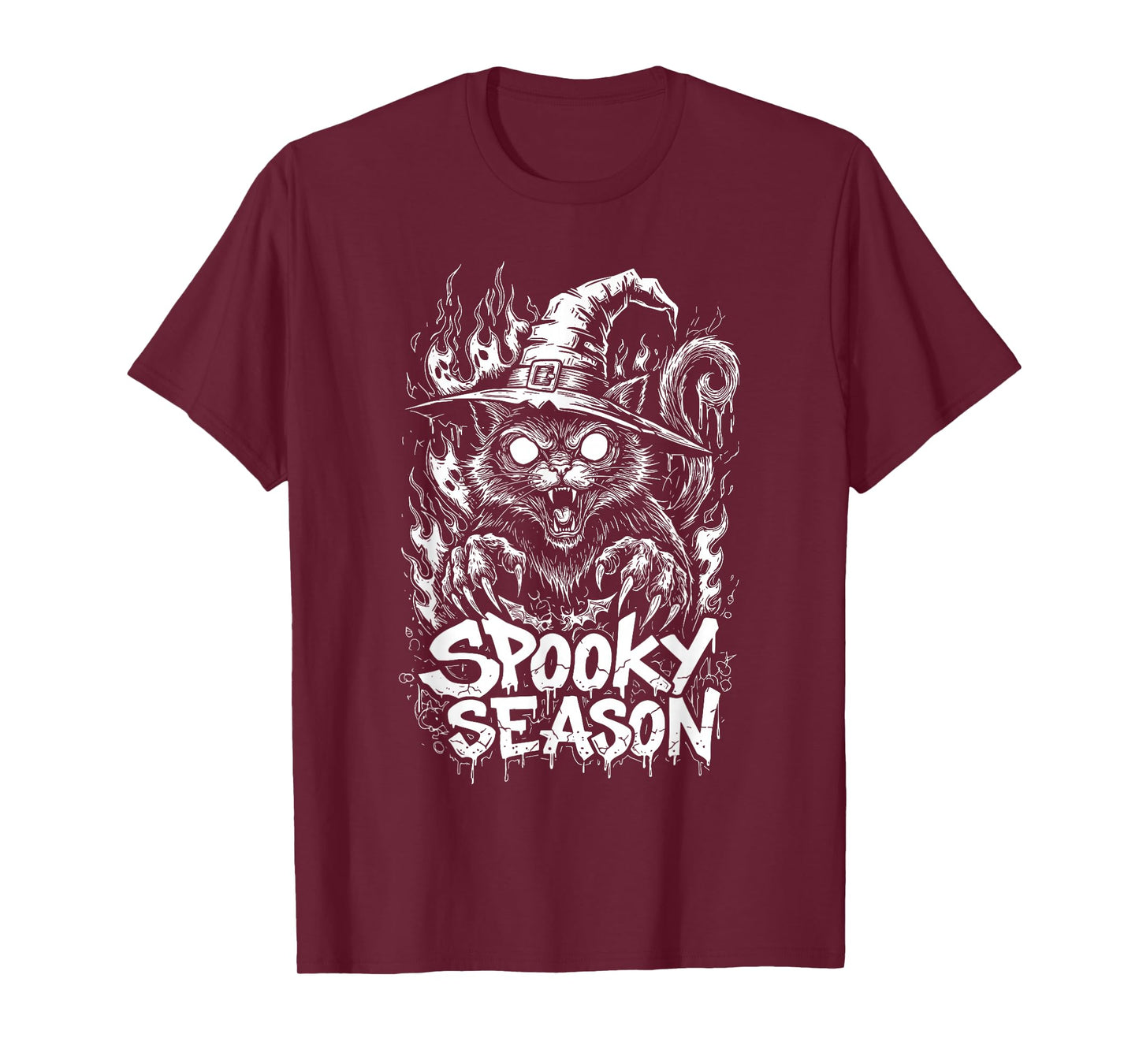 Spooky Season Halloween Cat Witch Hat Scary Creepy Graphic T-Shirt